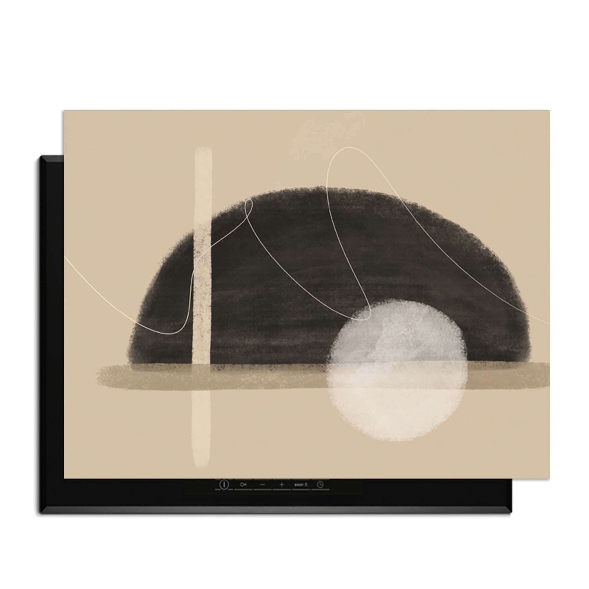 Sand Dusk - Japandi Herdabdeckplatte mit minimalistischem sandfarbenem Design.