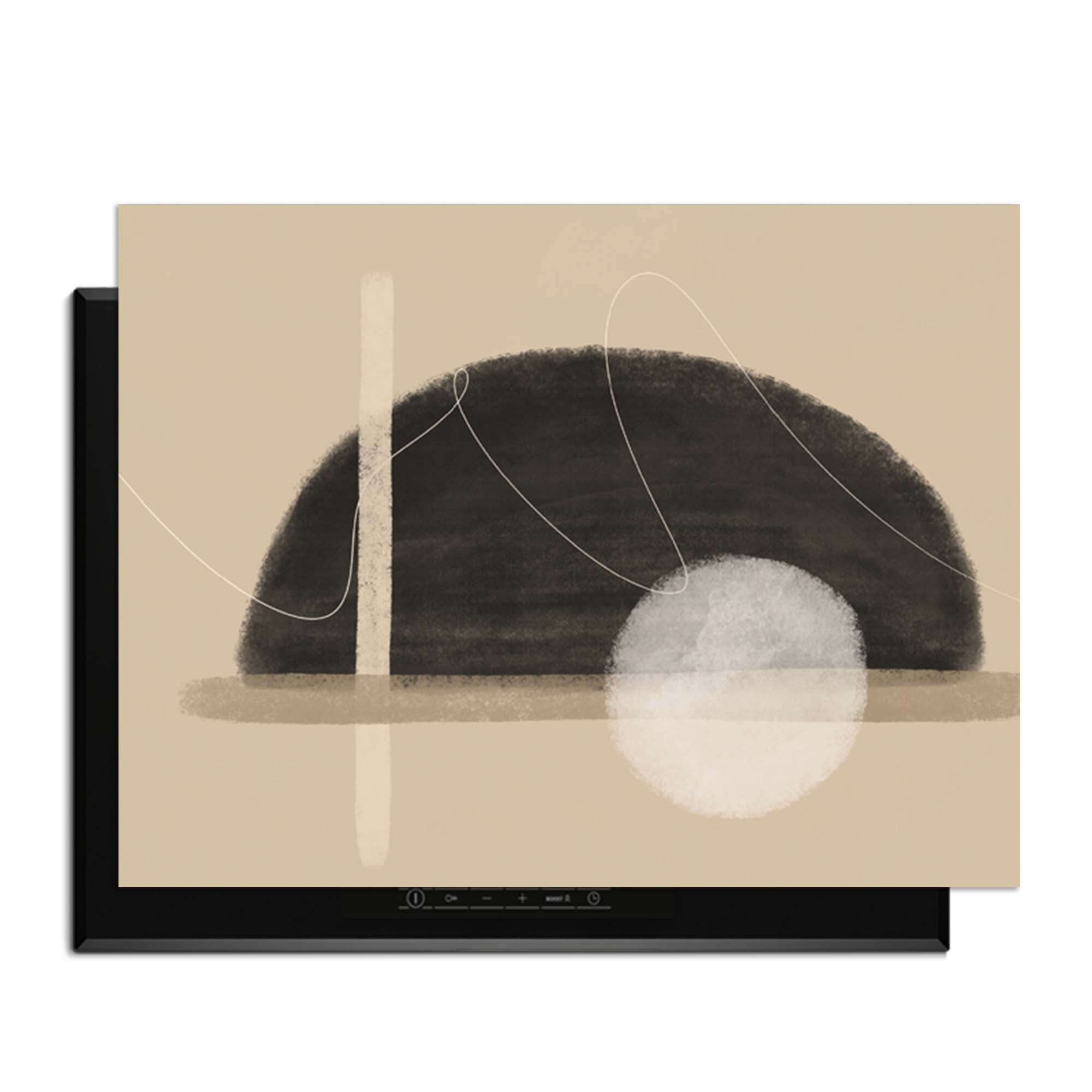 Sand Dusk - Japandi Herdabdeckplatte mit minimalistischem sandfarbenem Design.