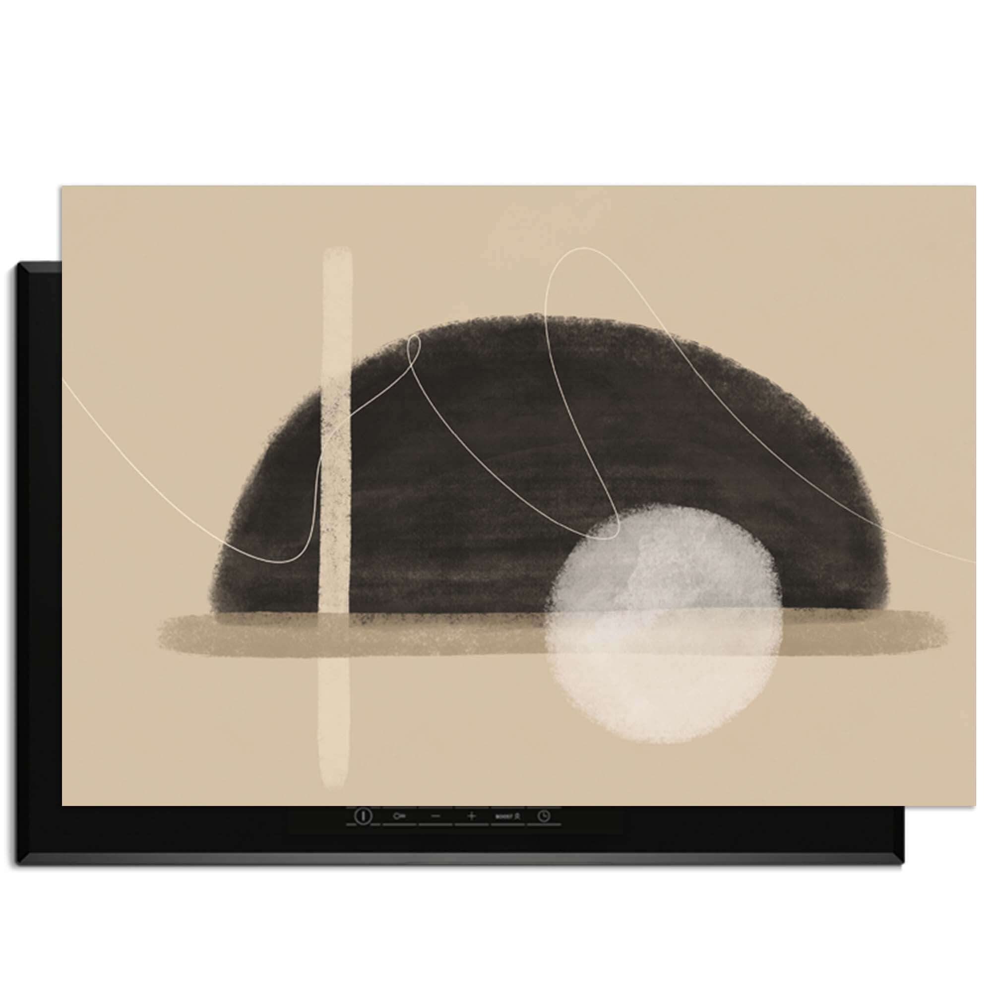 Sand Dusk - Japandi Herdabdeckplatte mit minimalistischem Design in Sandfarbe für eine warme Küche.