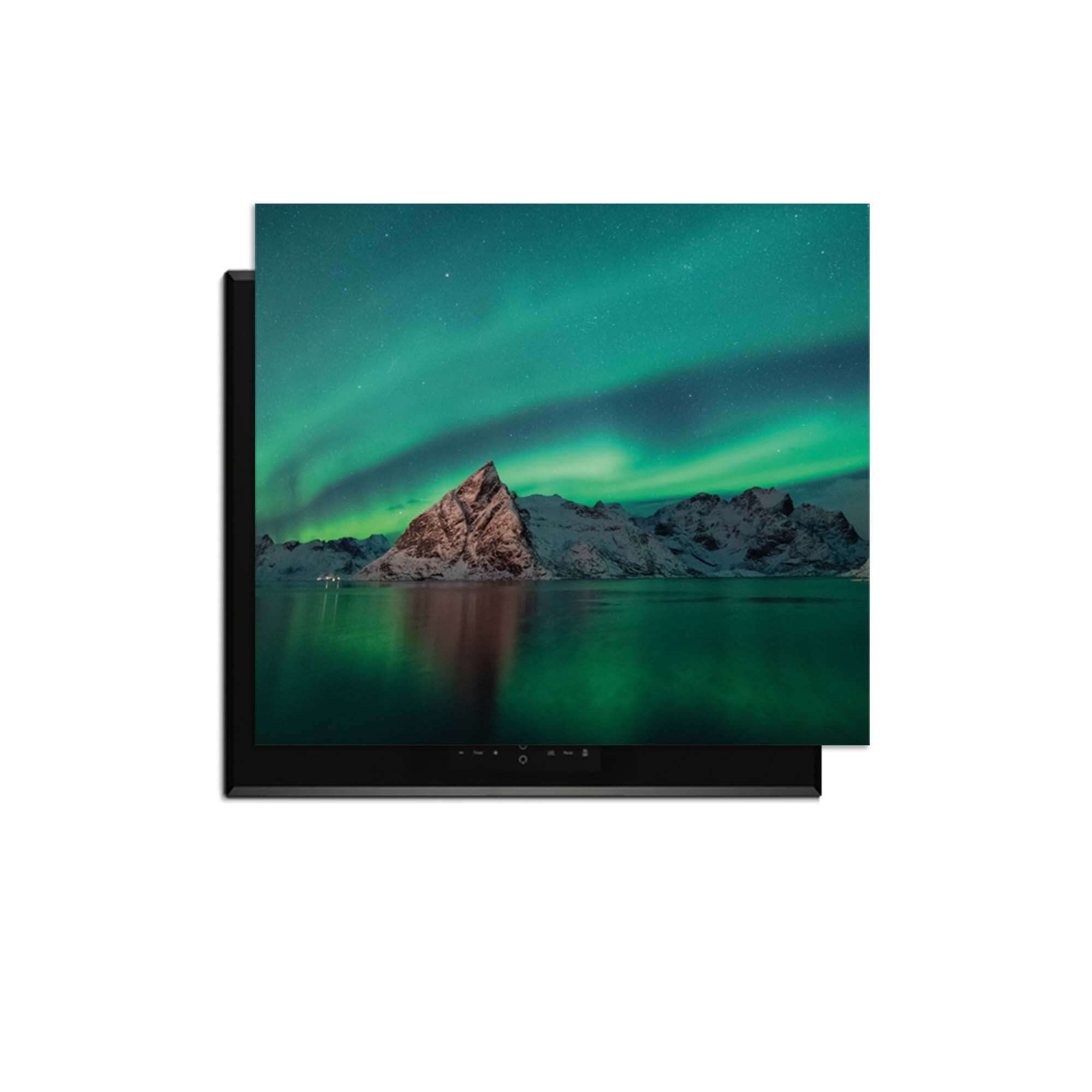 Arctic Aurora - Herdabdeckplatte mit Nordlicht und Bergen, ein magisches Küchenzubehör.
