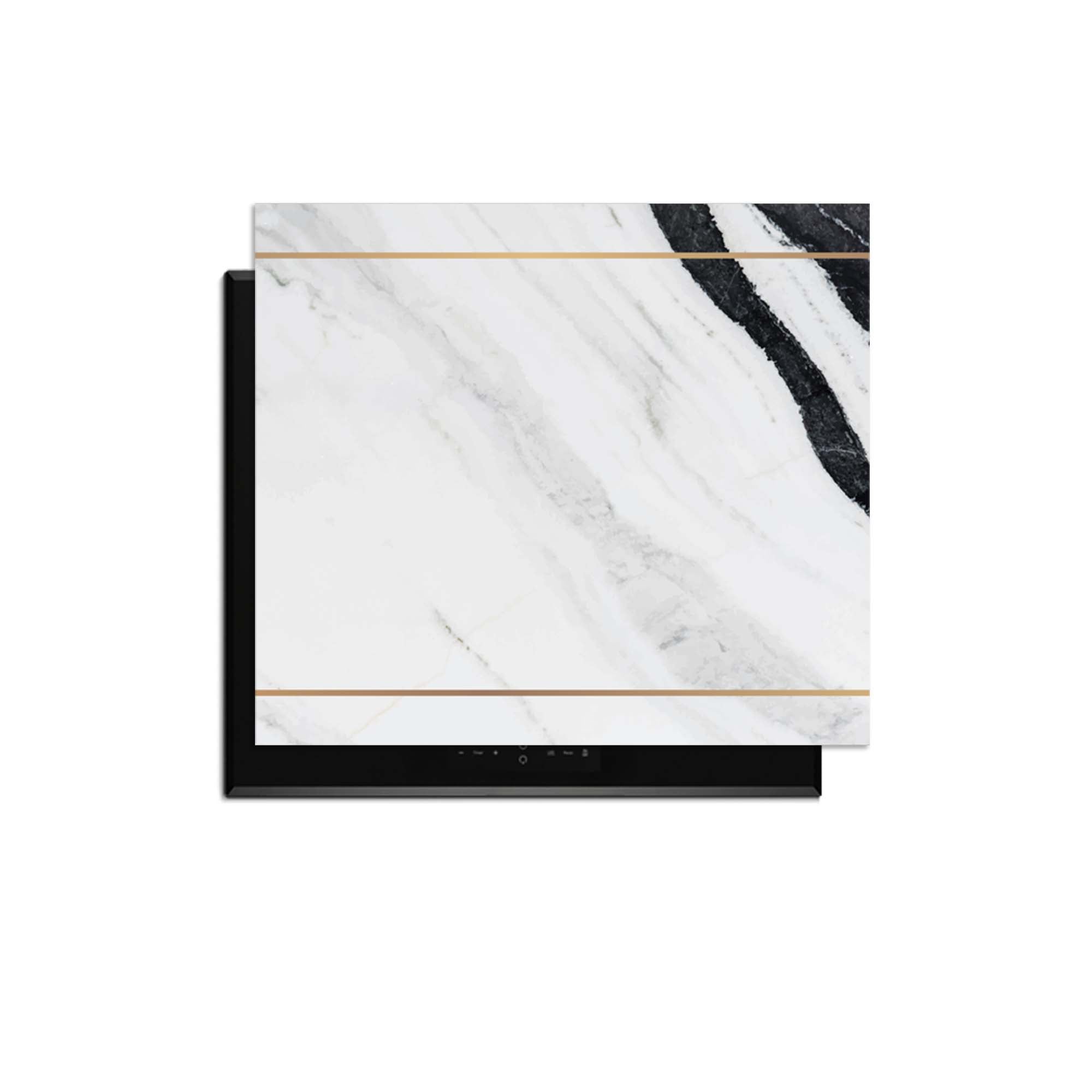 Marble Modern - Herdabdeckplatte mit schwarzem Marmordesign und goldenen Akzenten für einen modernen Look.