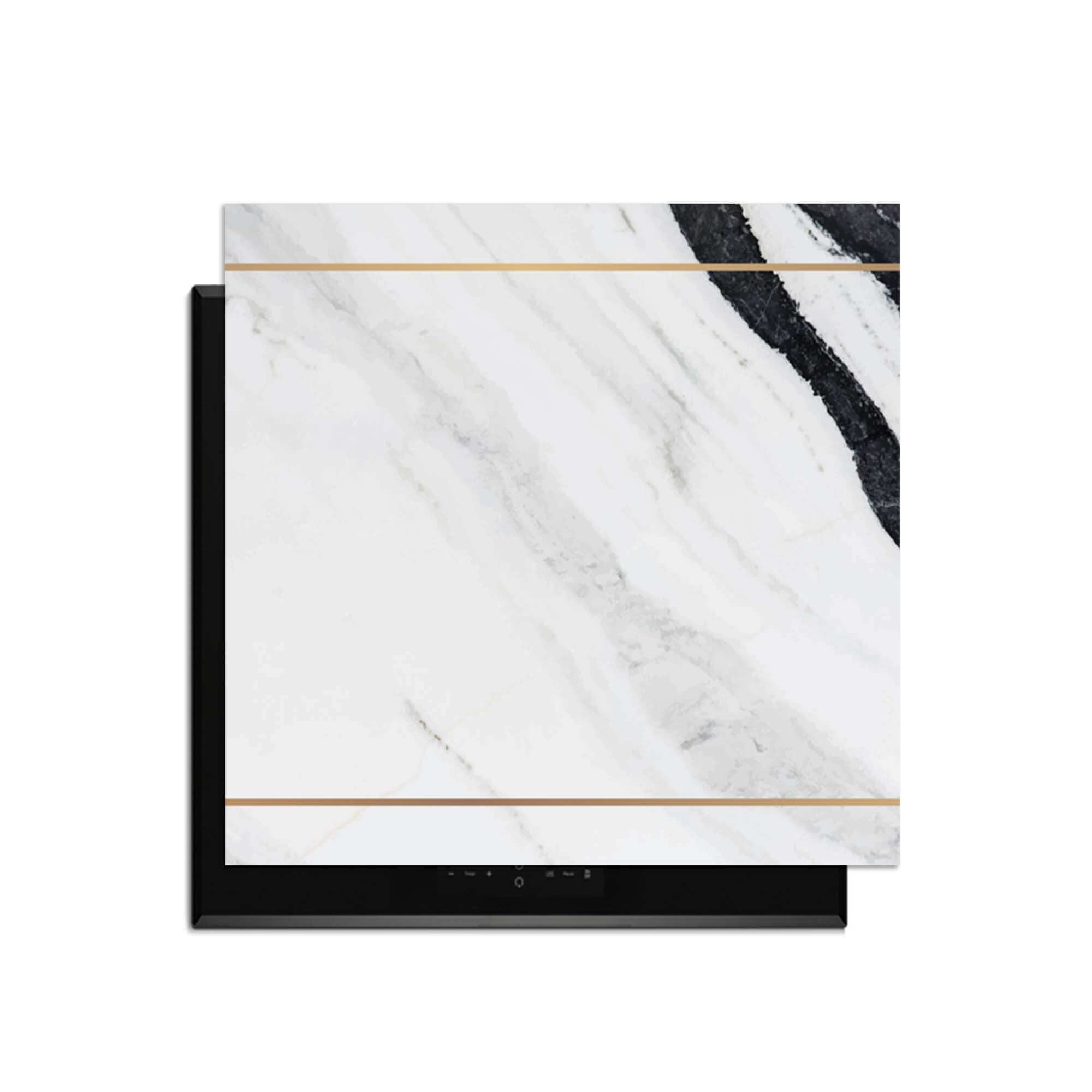 Marble Modern - Herdabdeckplatte mit modernem Marmor-Design und goldenen Akzenten für zeitgenössische Küchen.