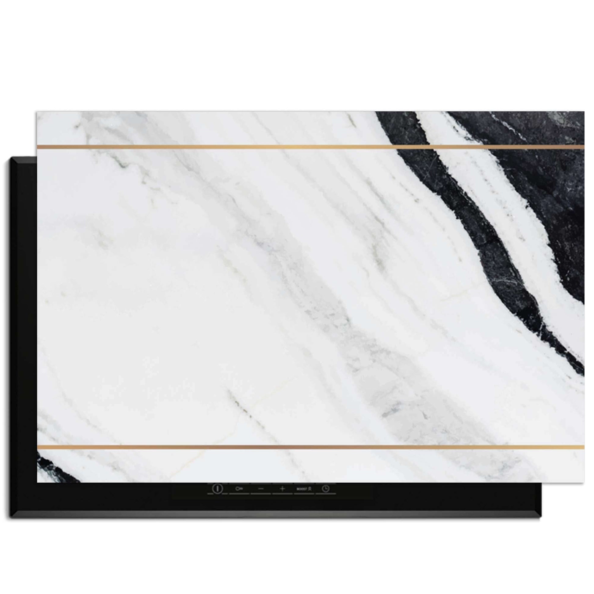 Marble Modern - Herdabdeckplatte mit zeitlosem Marmor-Design und goldenen Akzenten für eine moderne Küche.