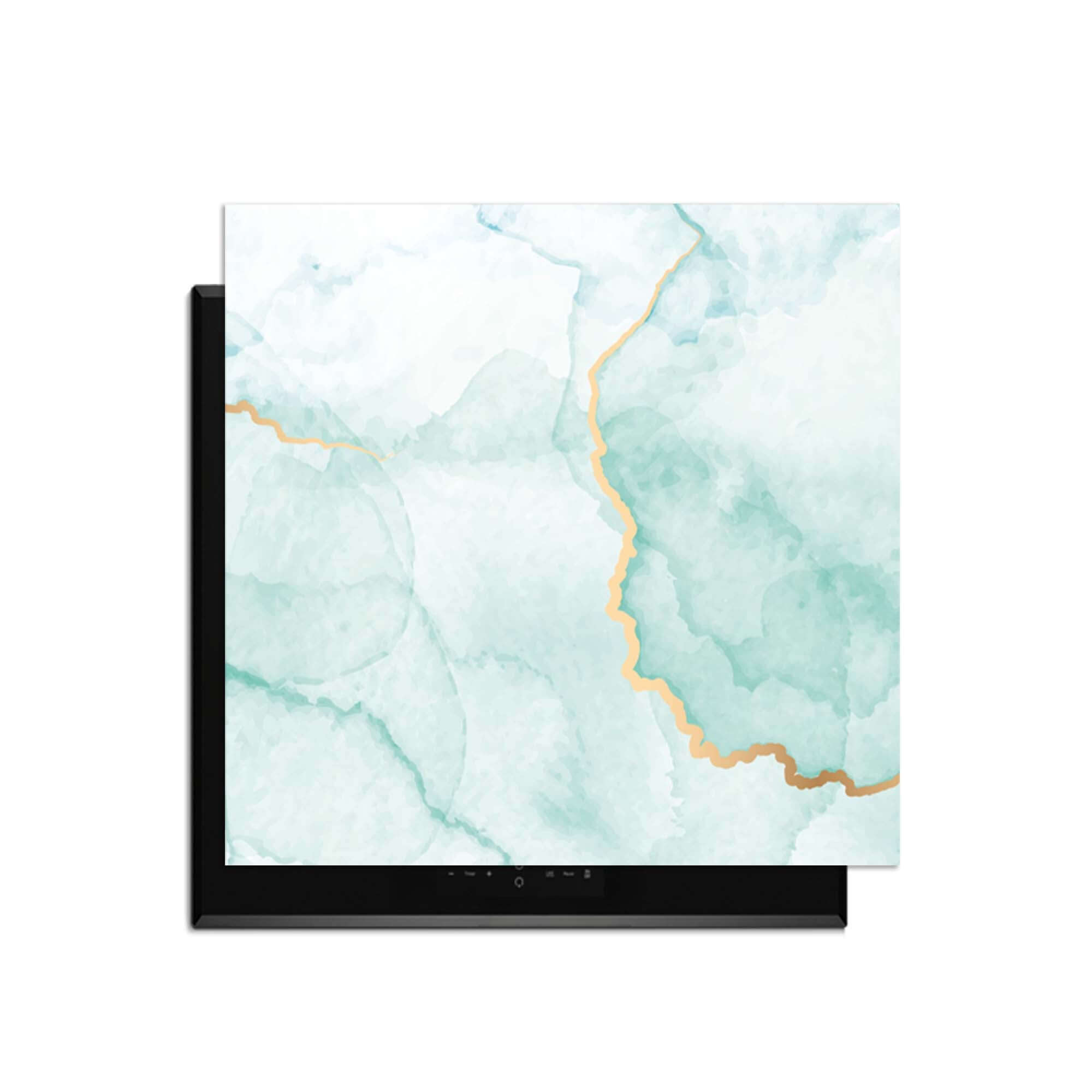 Misty Jade - Herdabdeckplatte mit sanftem Jadegrün und goldenen Akzenten für den Küchenstil.