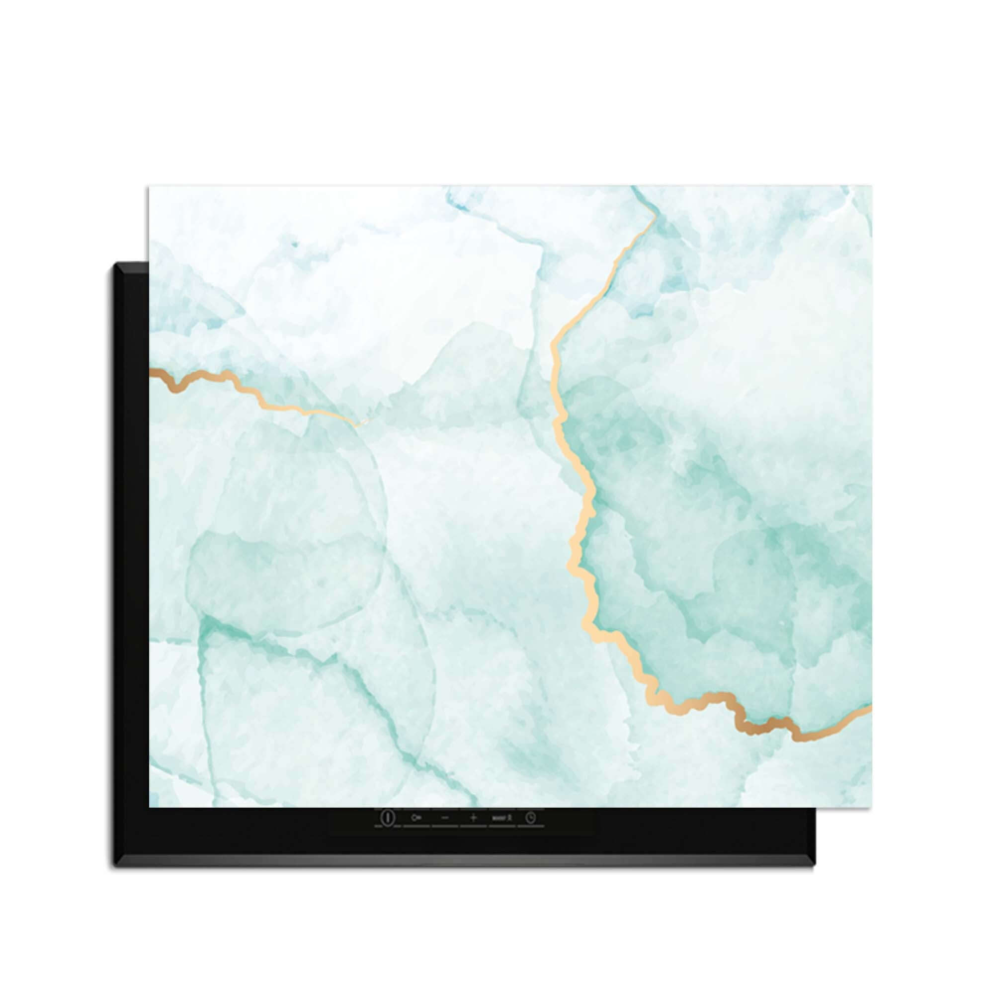 Misty Jade - Herdabdeckplatte mit jadegrünem Design und goldenen Akzenten für eine elegante Küche.