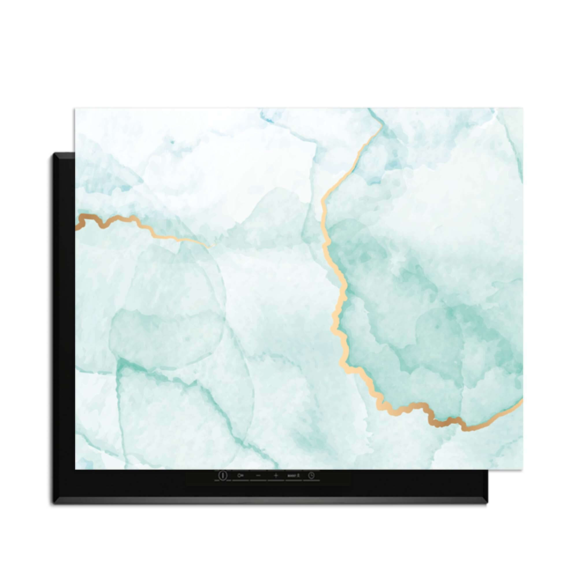 Misty Jade - Herdabdeckplatte mit jadegrünen Tönen und goldenen Akzenten für einen eleganten Küchenlook.