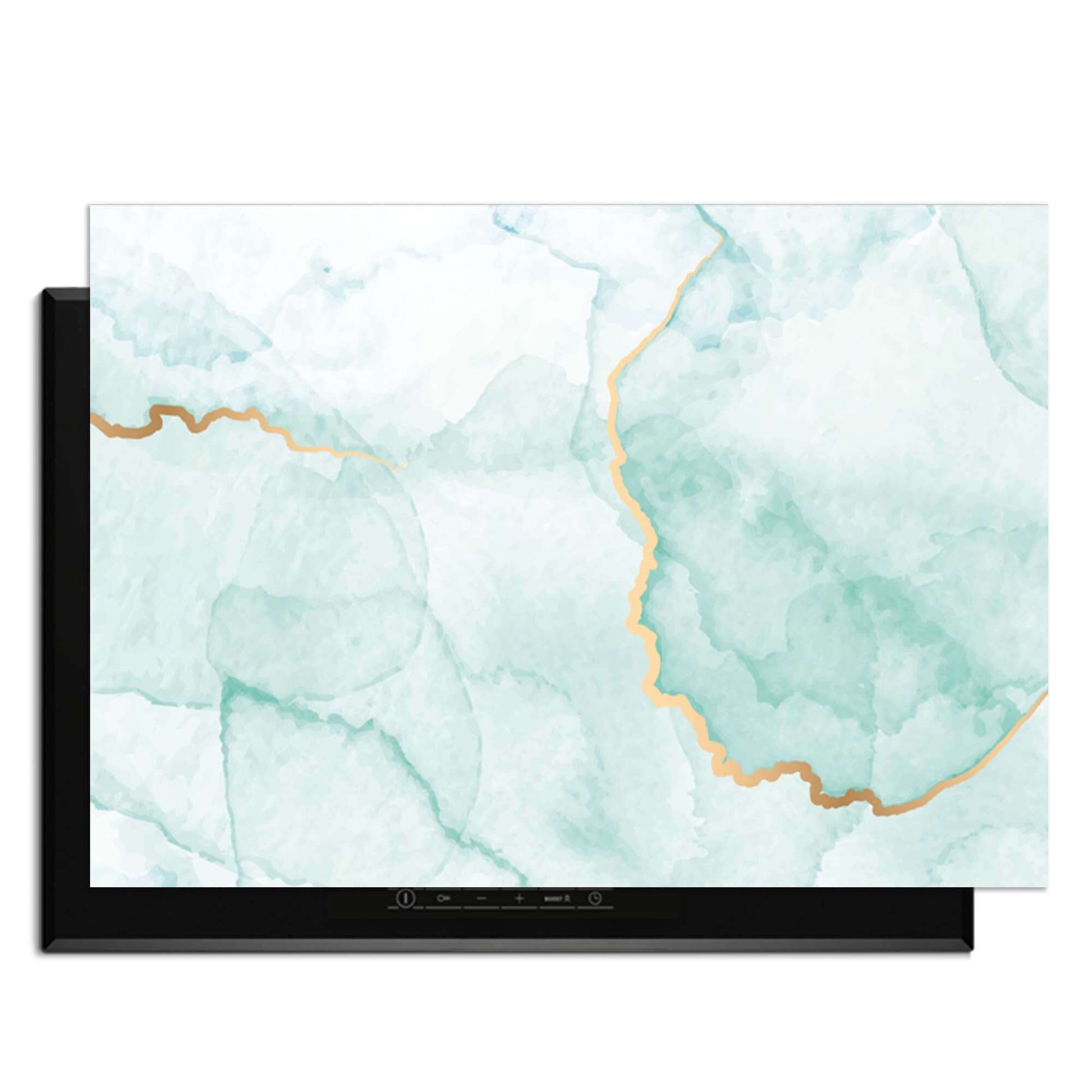 Misty Jade - Herdabdeckplatte mit einem eleganten jadegrünen Design und goldenen Akzenten für die Küche.