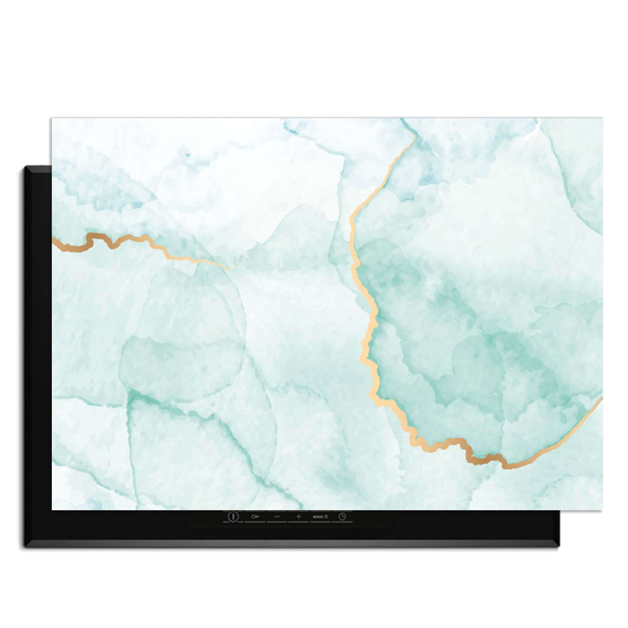Misty Jade - Herdabdeckplatte mit einem eleganten jadegrünen Design und goldenen Akzenten für die Küche.