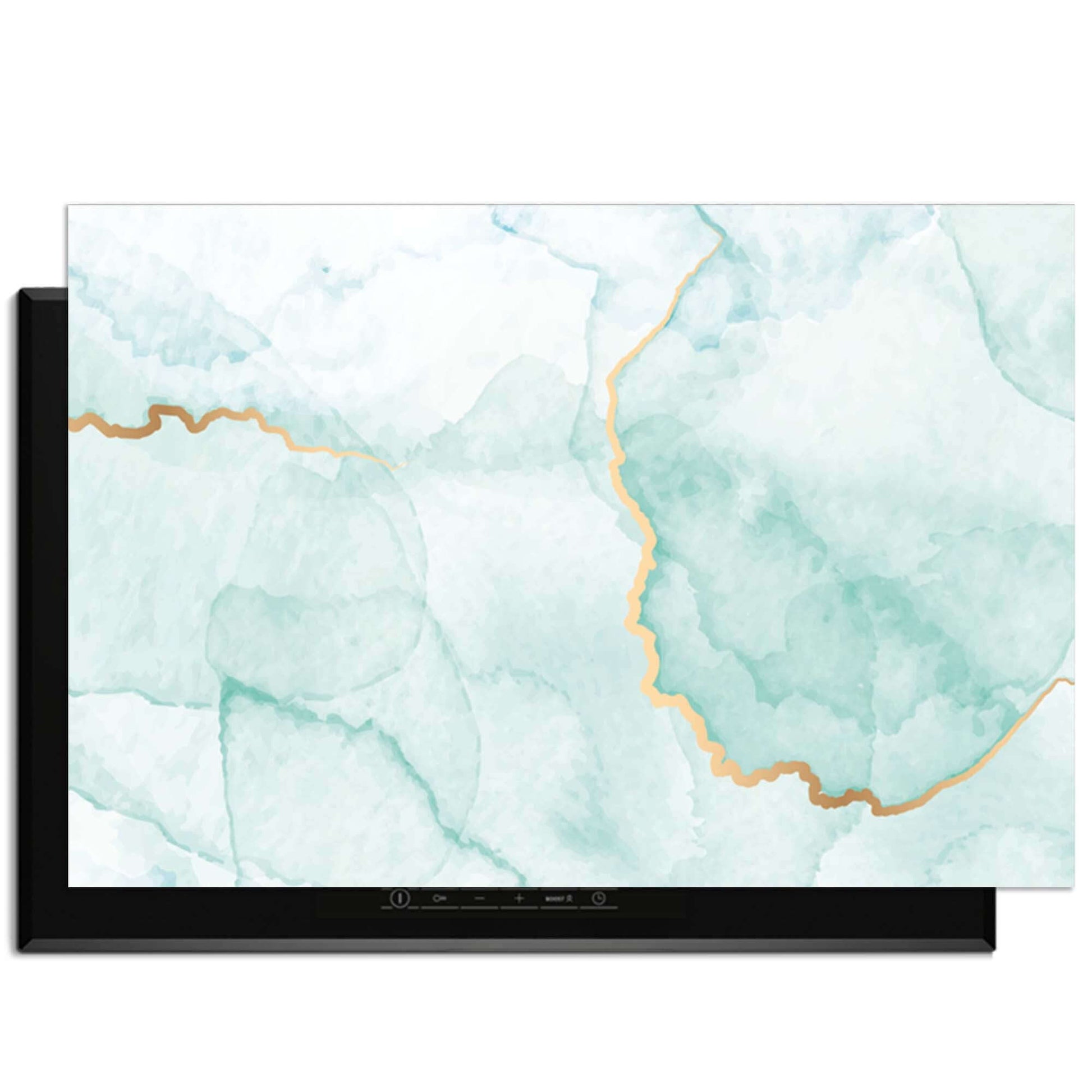 Misty Jade - Herdabdeckplatte mit einem eleganten jadegrünen Design und goldenen Akzenten.