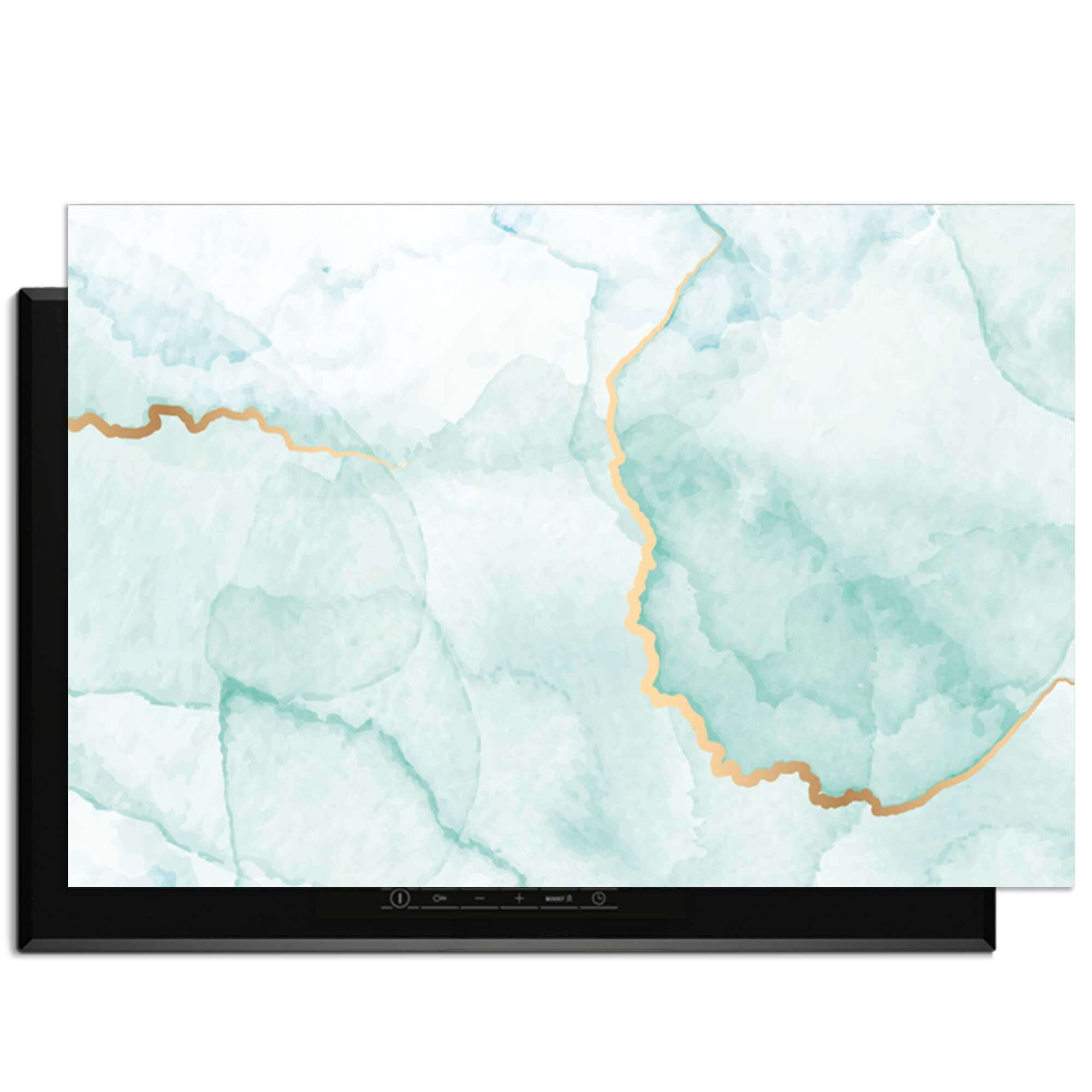 Misty Jade - Herdabdeckplatte mit einem eleganten jadegrünen Design und goldenen Akzenten.