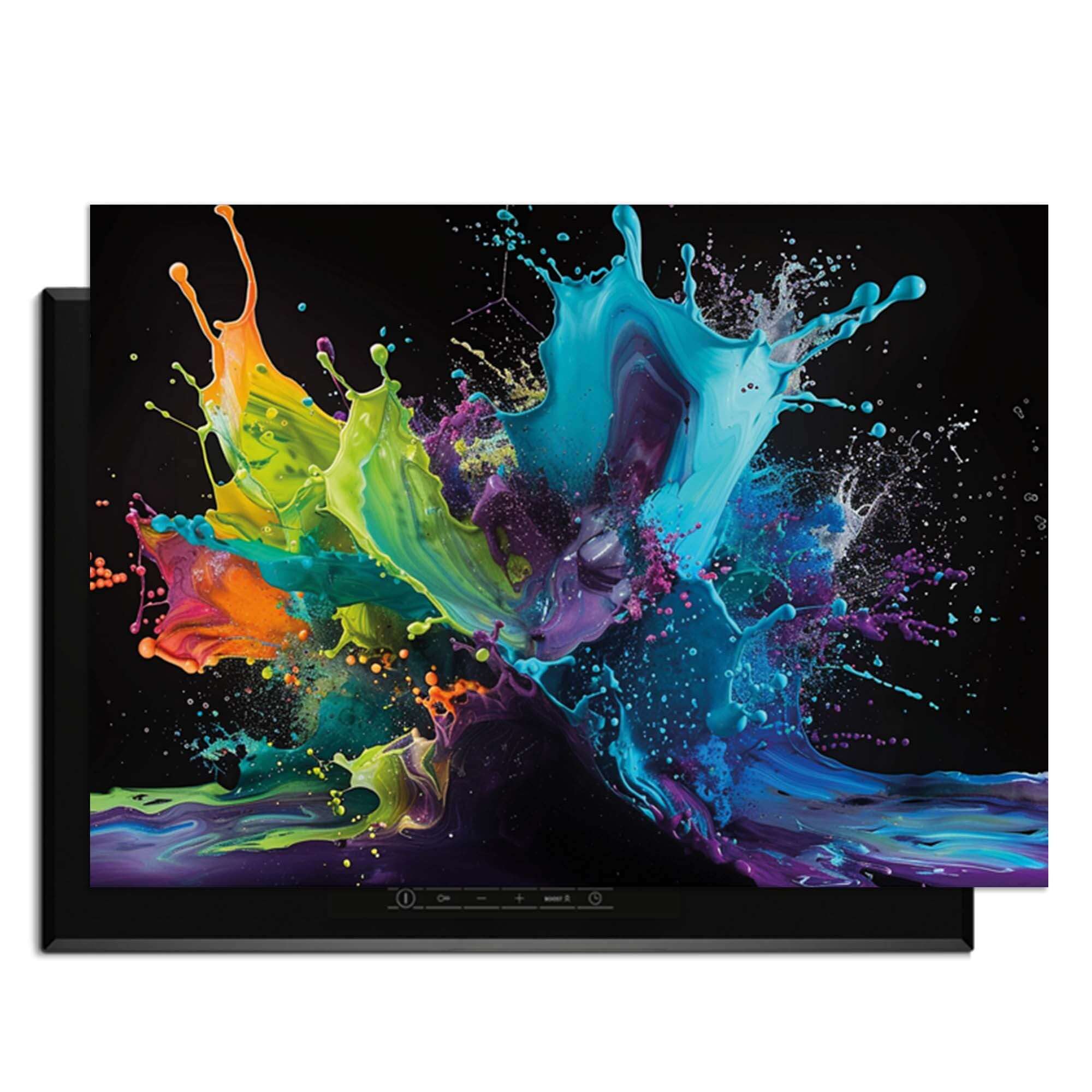 Splash Spectrum - Herdabdeckplatte mit einer Farbexplosion zum Schutz des Kochfeldes.