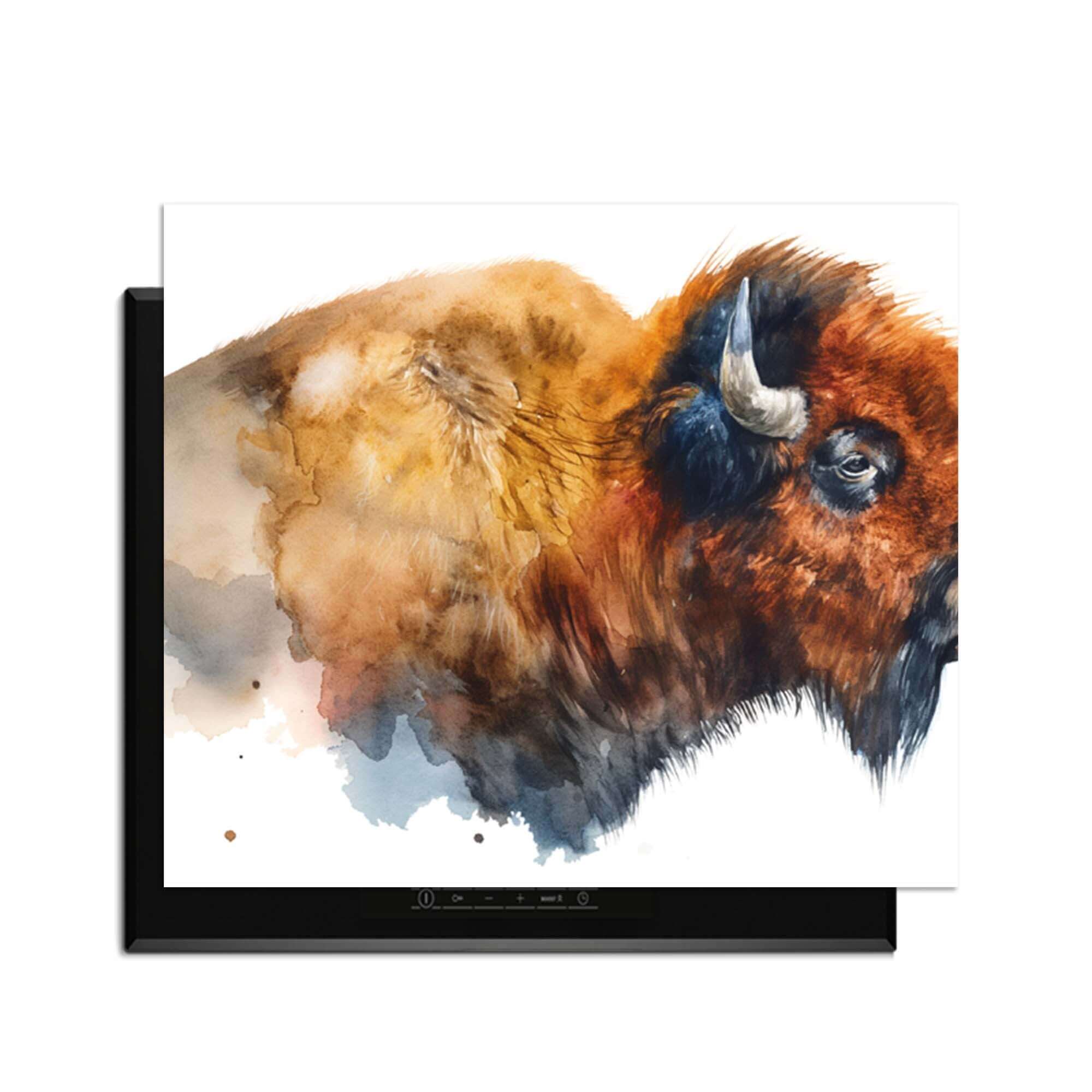 Majestic Bison - Herdabdeckplatte mit einem eleganten Bisonmotiv, perfekt für den Schutz in der Küche.