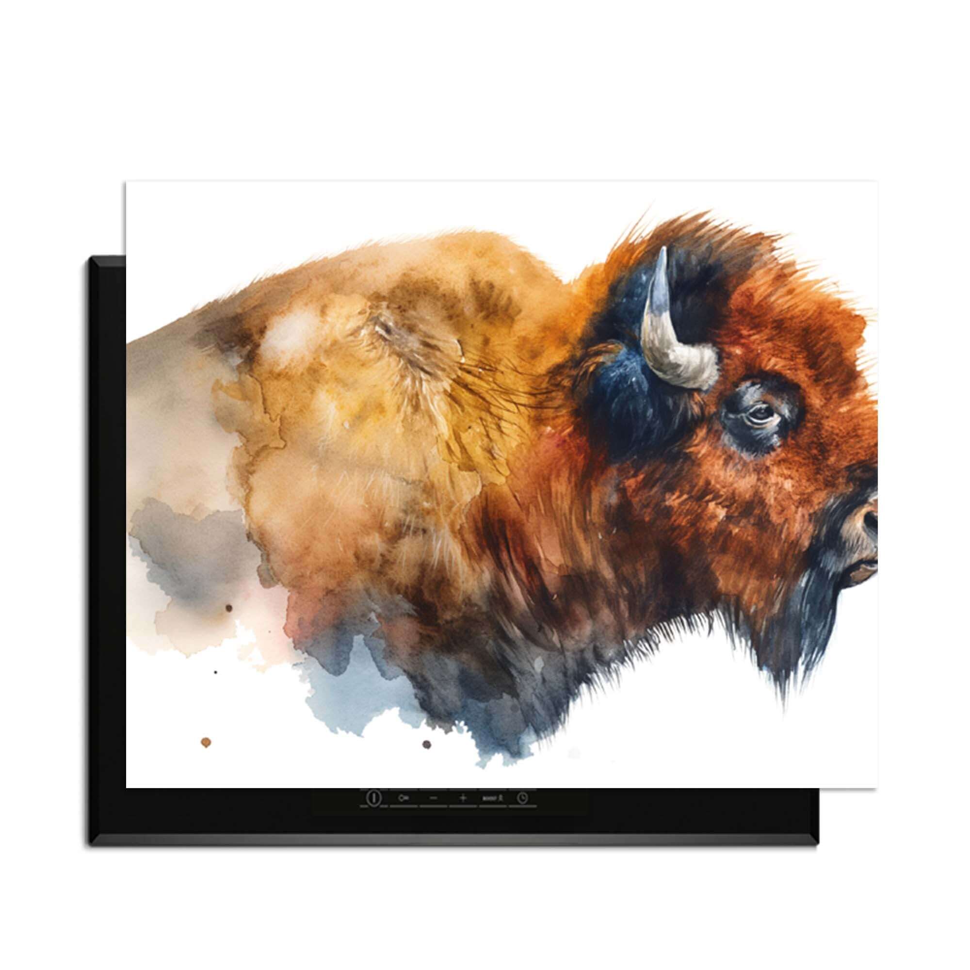 Majestic Bison - Herdabdeckplatte in einem künstlerischen Bild für ein stilvolles Interieur.
