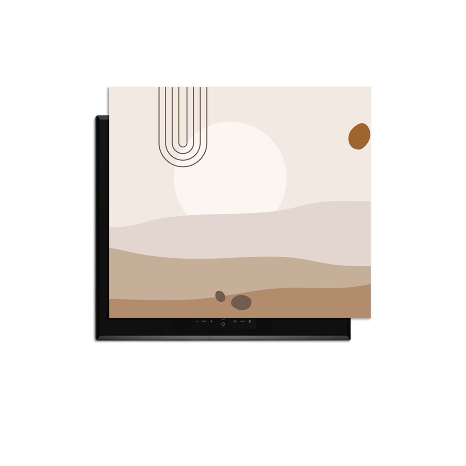 Desert Glow - Japandi Herdabdeckplatte mit sanften Wüstentönen und organischen Formen