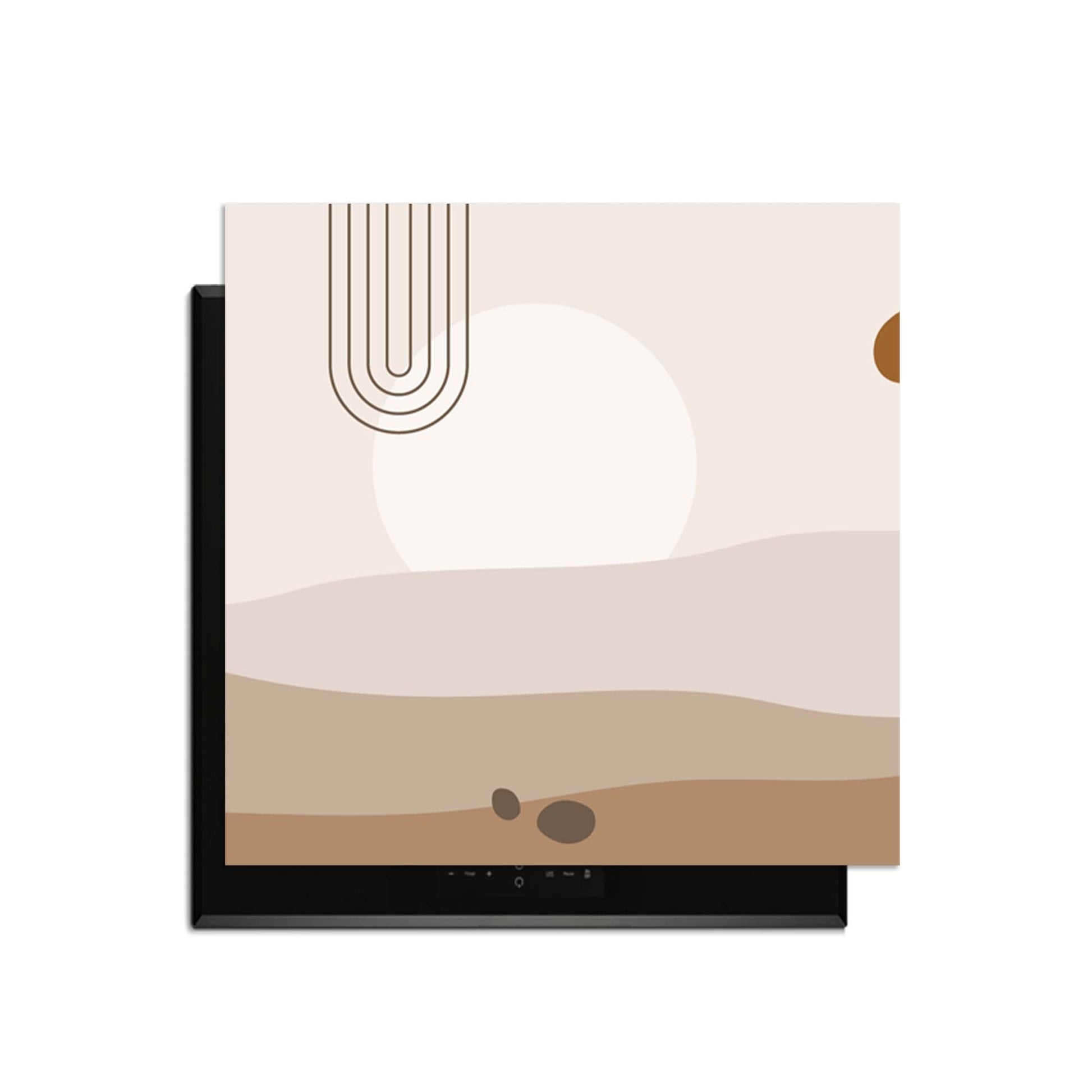 Desert Glow - Japandi Herdabdeckplatte mit sanften Wüstentönen und organischen Formen