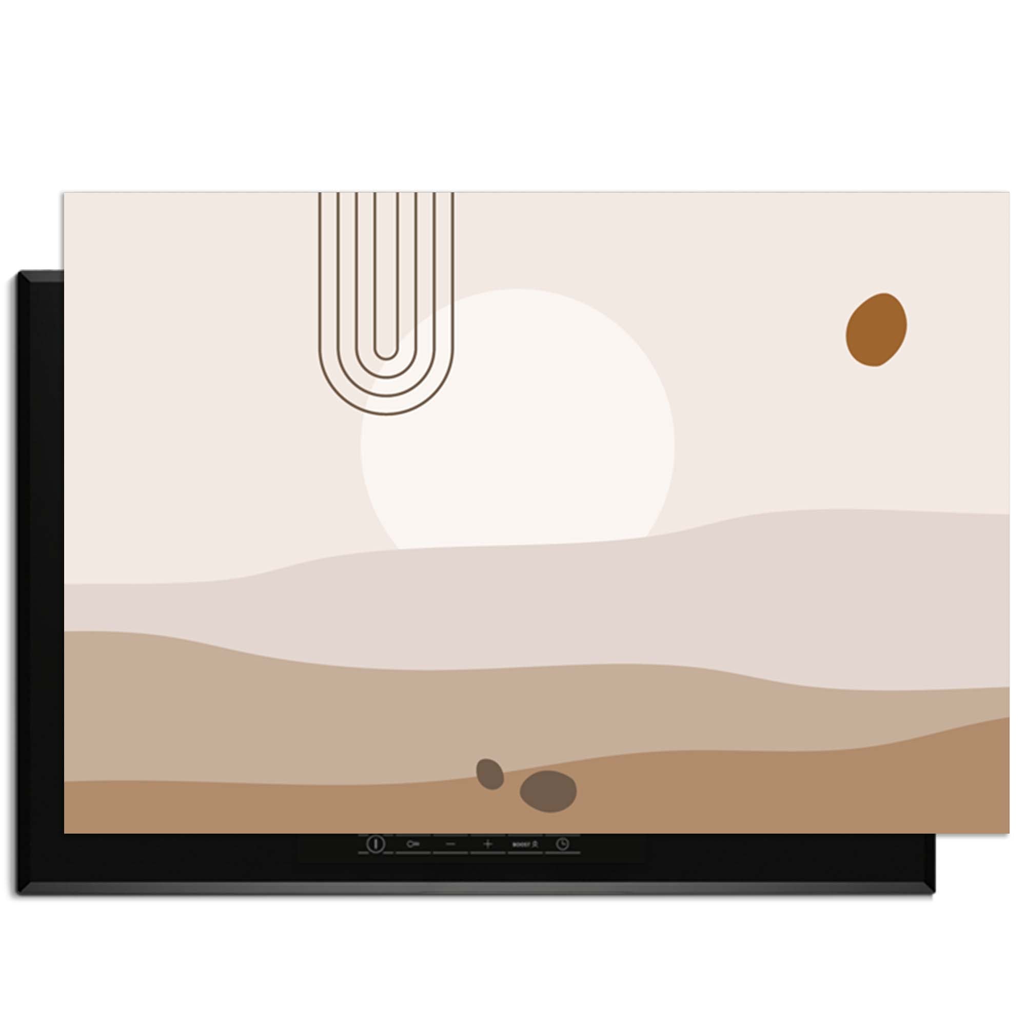 Desert Glow - Japandi Herdabdeckplatte mit sanften Wüstentönen und organischen Formen.