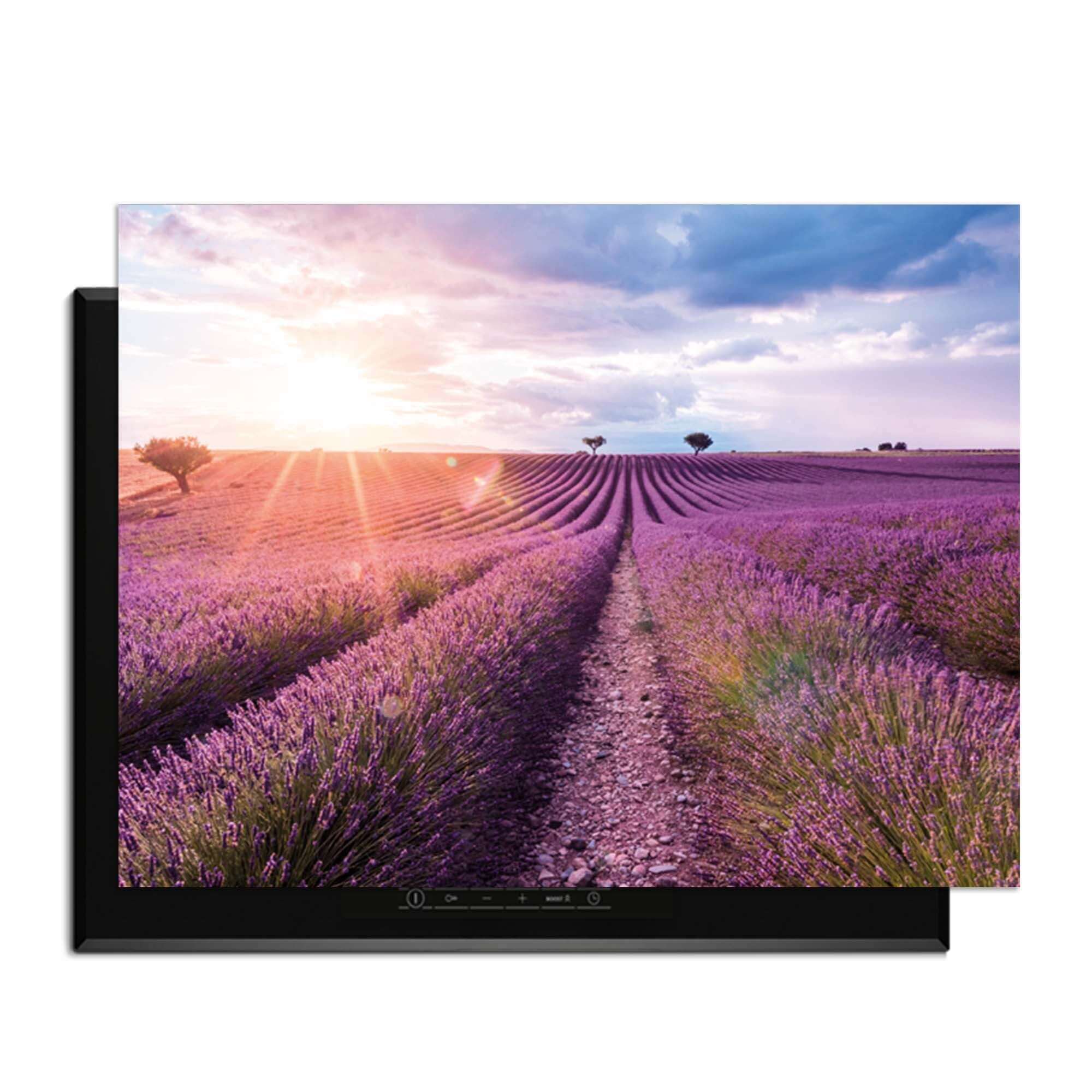 Lavender Horizon - Herdabdeckplatte mit schöner Aussicht auf ein Lavendelfeld in der Sonne.