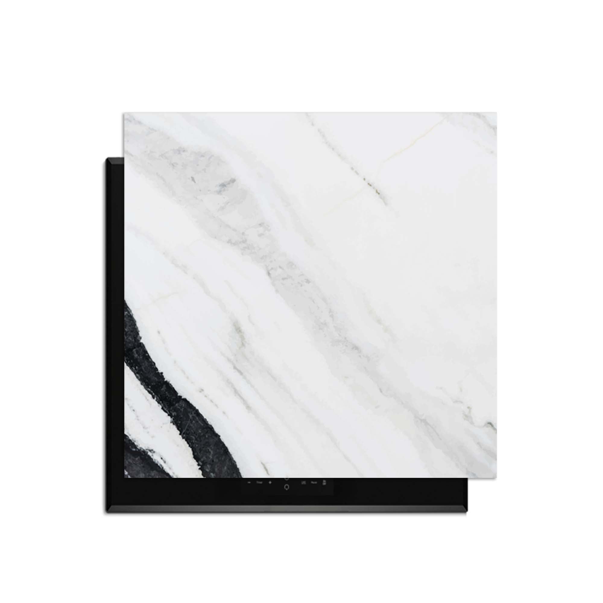 Marble Blush - Herdabdeckplatte mit luxuriöser Marmoroptik und schwarzen Akzenten zum Schutz der Küche.