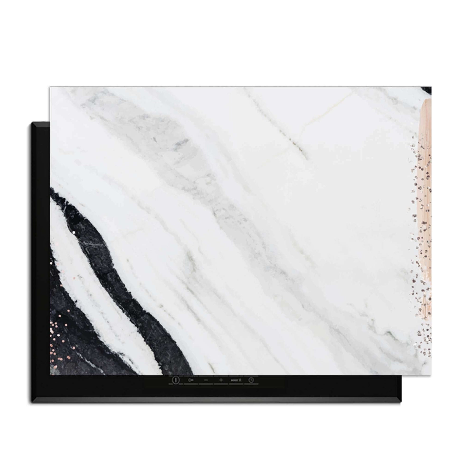 Marble Blush - Herdabdeckplatte mit luxuriöser Marmoroptik und Details in Blush und Bronze für stilvollen Küchenschutz.