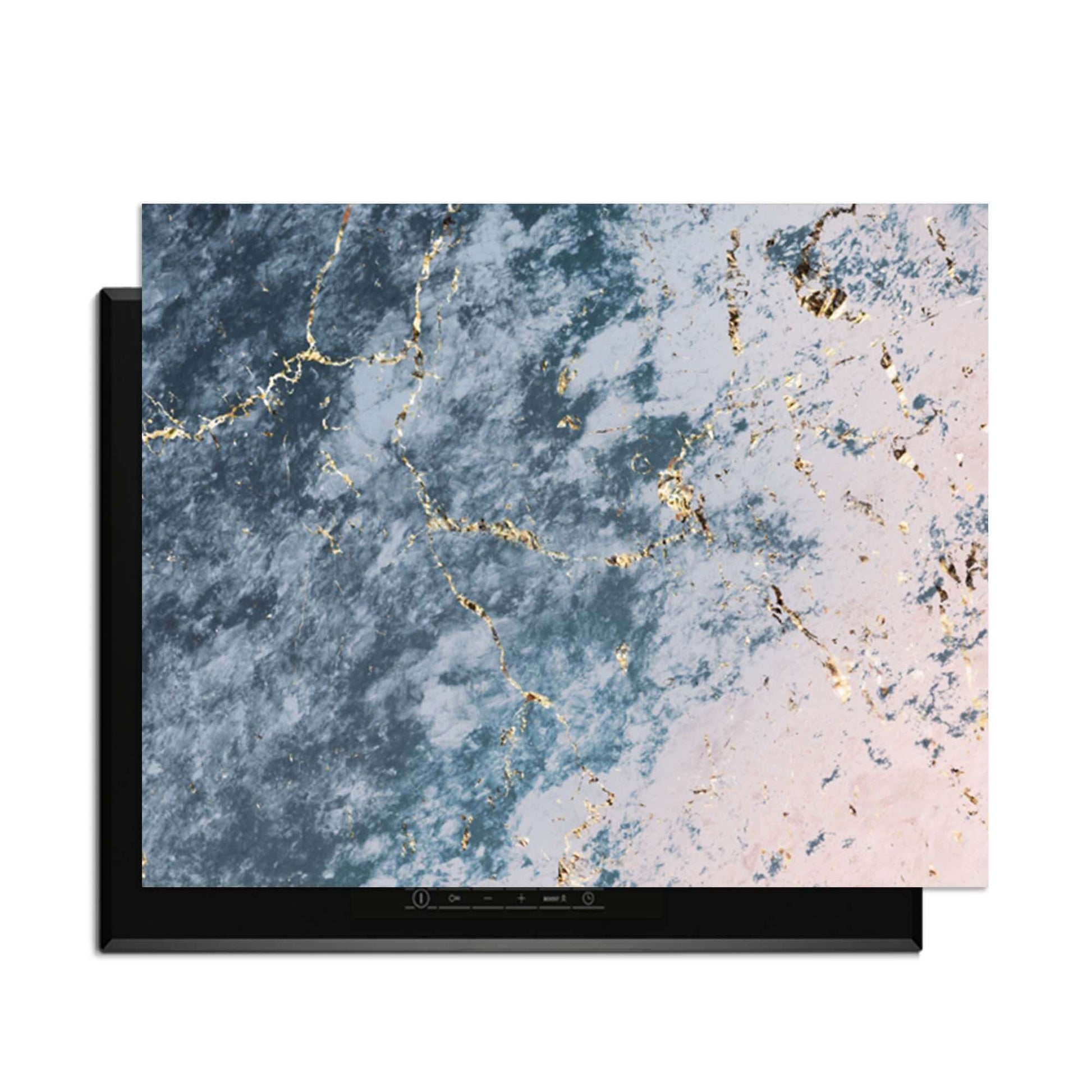 Elegant Ocean Marble - Herdabdeckplatte für die Luxusküche mit blauem und rosa Marmormuster.