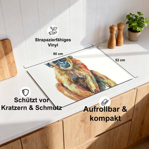 Bunter Affe – Herdabdeckplatte
