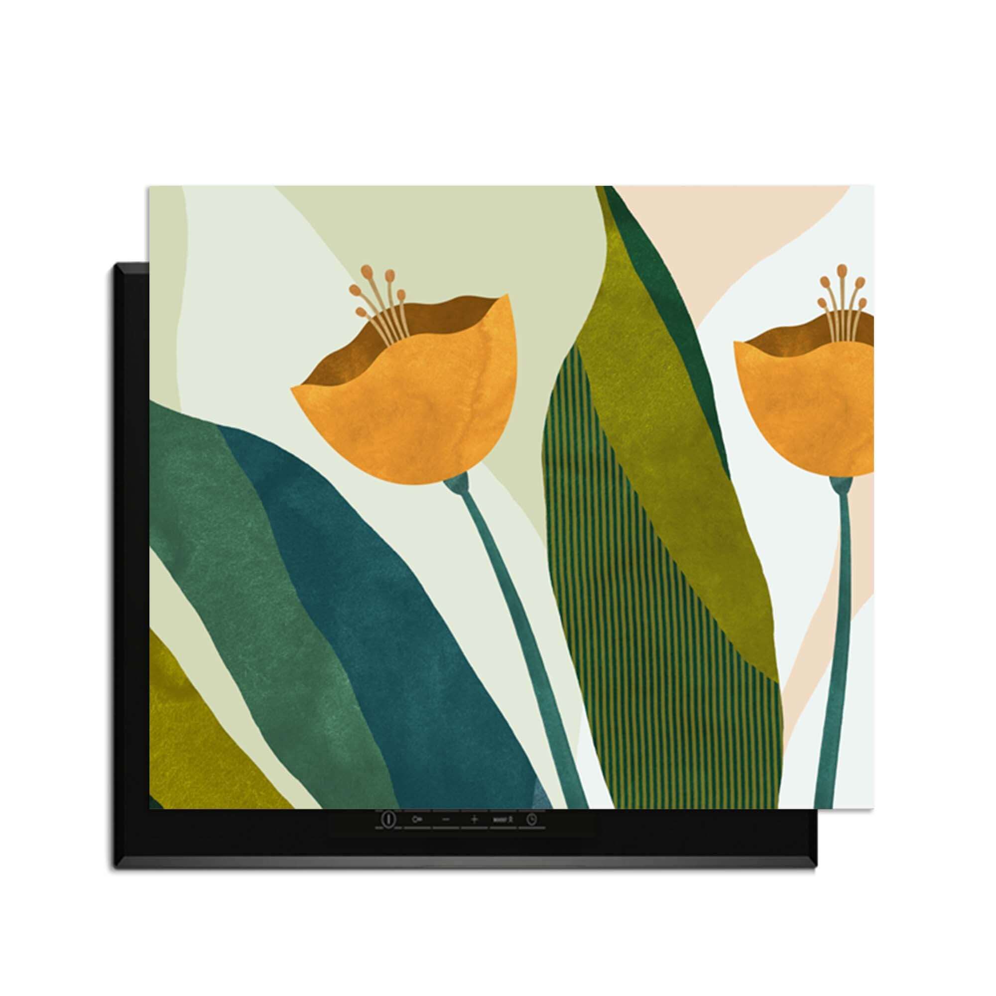 Amber Duo - Herdabdeckplatte mit botanischem Design schützt Ihr Induktionskochfeld und verleiht der Küche einen stilvollen Look.