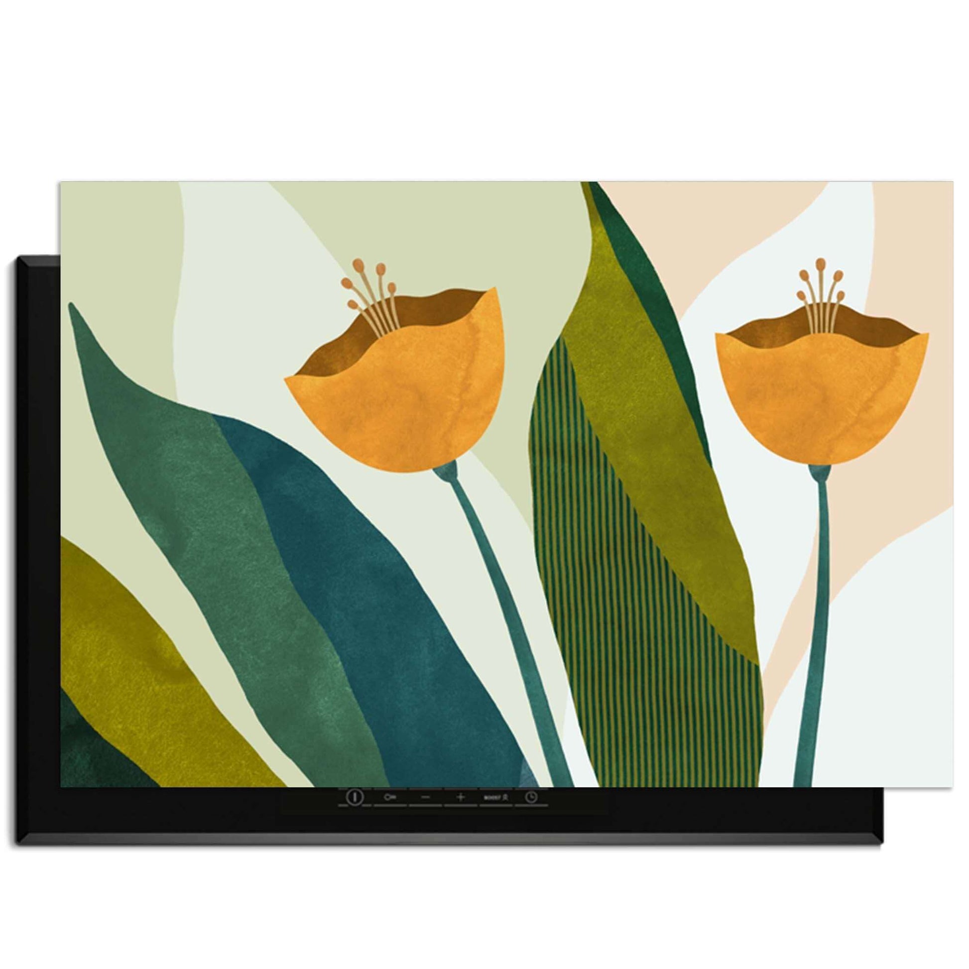 Amber Duo - Herdabdeckplatte mit botanischem Design für eine stilvolle Küche und zum Schutz von Induktionskochfeldern.