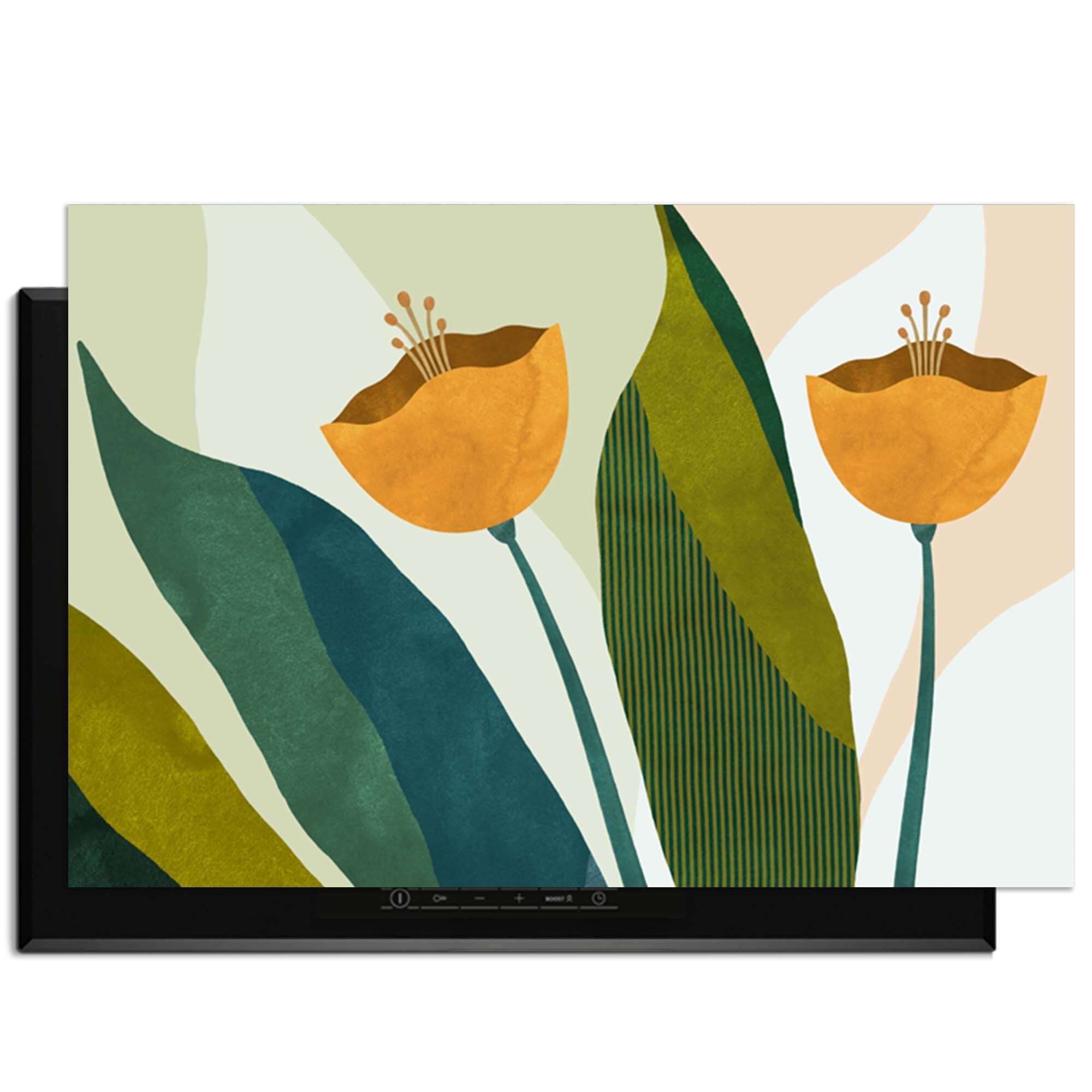 Amber Duo - Herdabdeckplatte mit botanischem Design für eine stilvolle Küche und zum Schutz von Induktionskochfeldern.