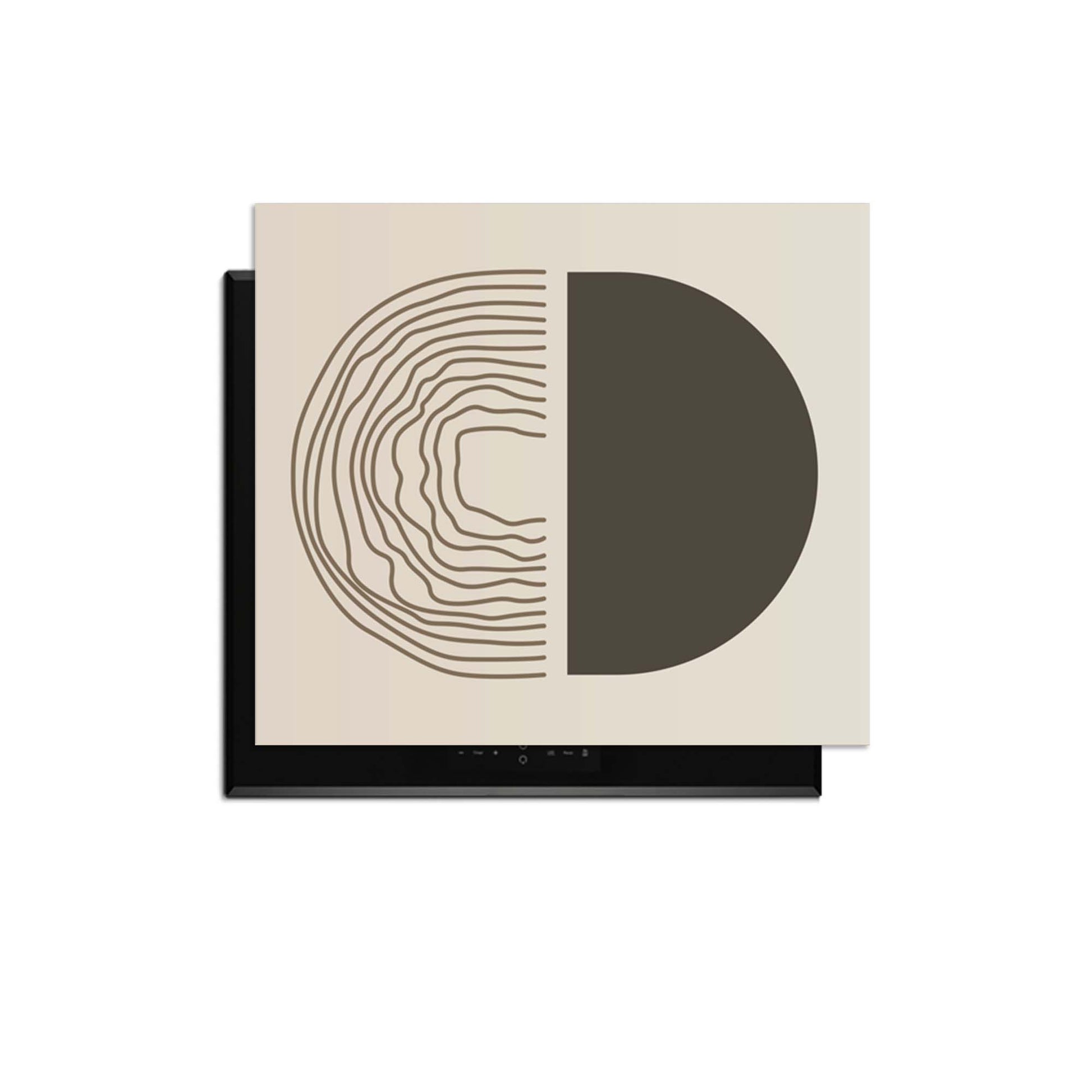 Boho Abstract - Japandi Herdabdeckplatte mit grafischem Design in sanften Erdtönen, ideal zum Schutz von Induktionskochfeldern.