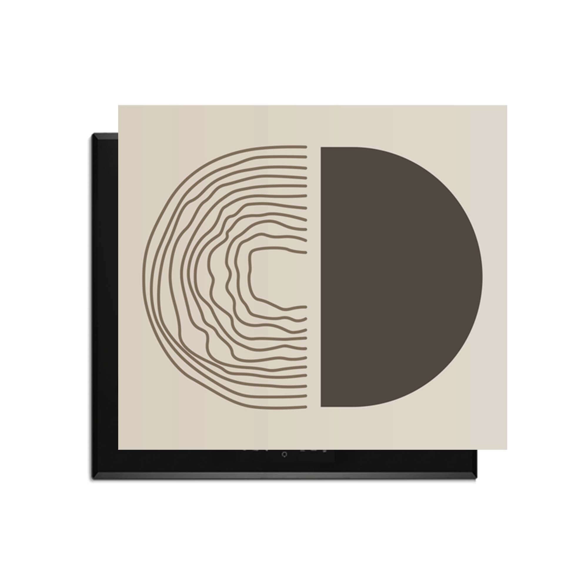 Boho Abstract - Japandi Herdabdeckplatte mit grafischem Design in Erdtönen, schützt das Kochfeld vor Kratzern und Schmutz.