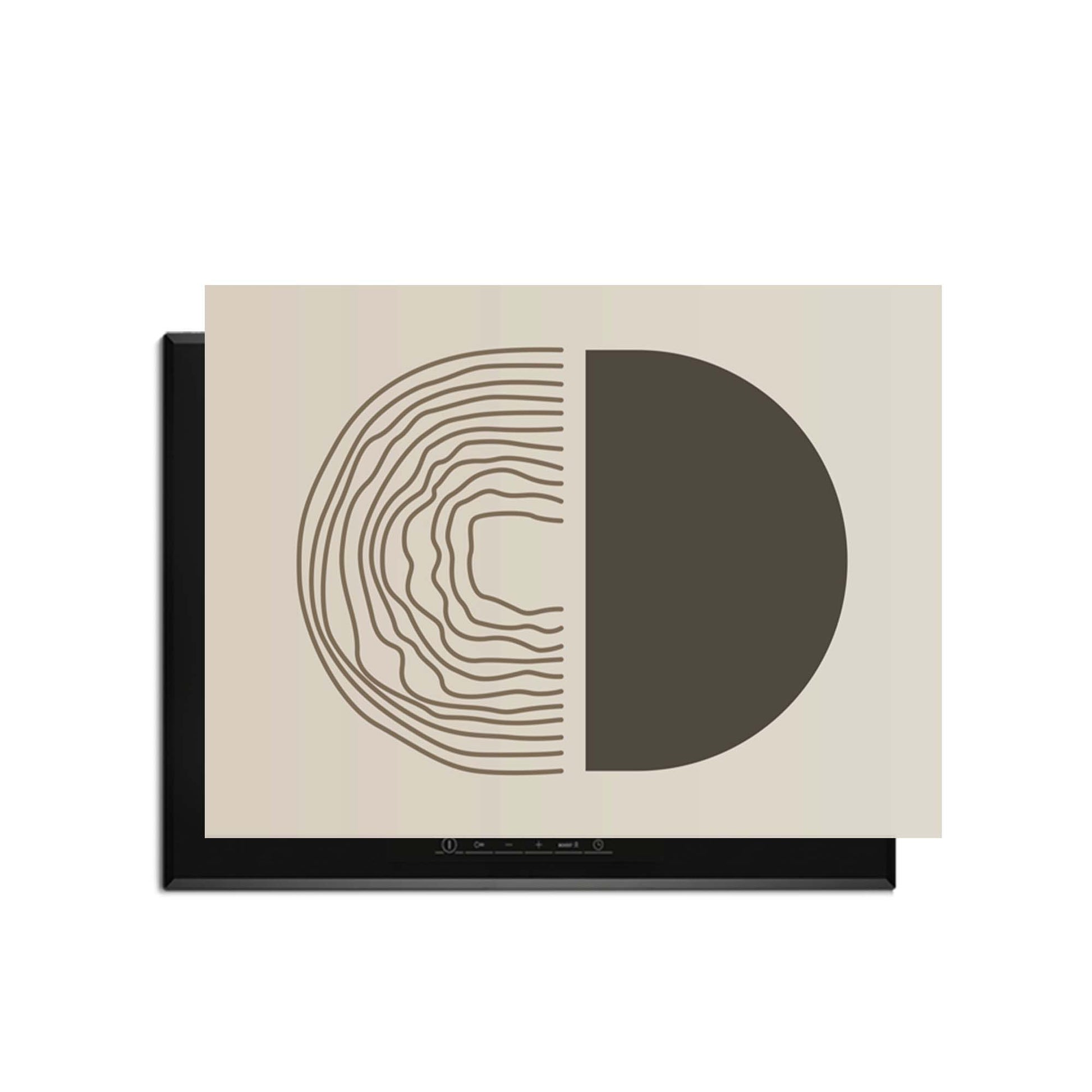 Boho Abstract - Japandi Herdabdeckplatte mit minimalistischem Grafikdesign in Erdtönen, schützt vor Kratzern und Schmutz.