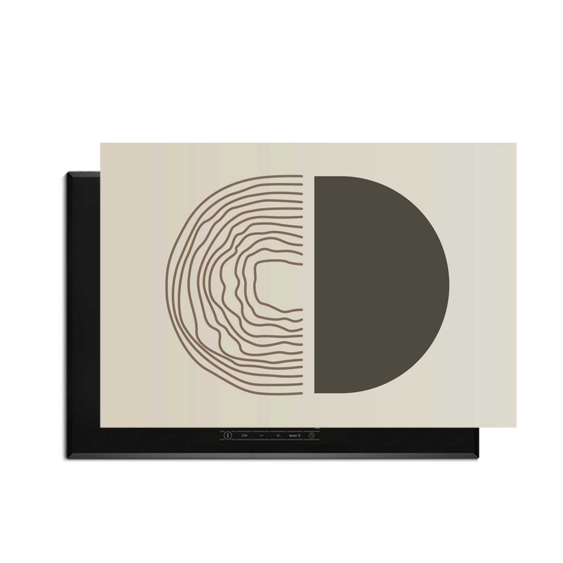 Boho Abstract - Japandi Herdabdeckplatte mit minimalistischem Design in Erdtönen, schützt Kochfeld vor Kratzern und Schmutz