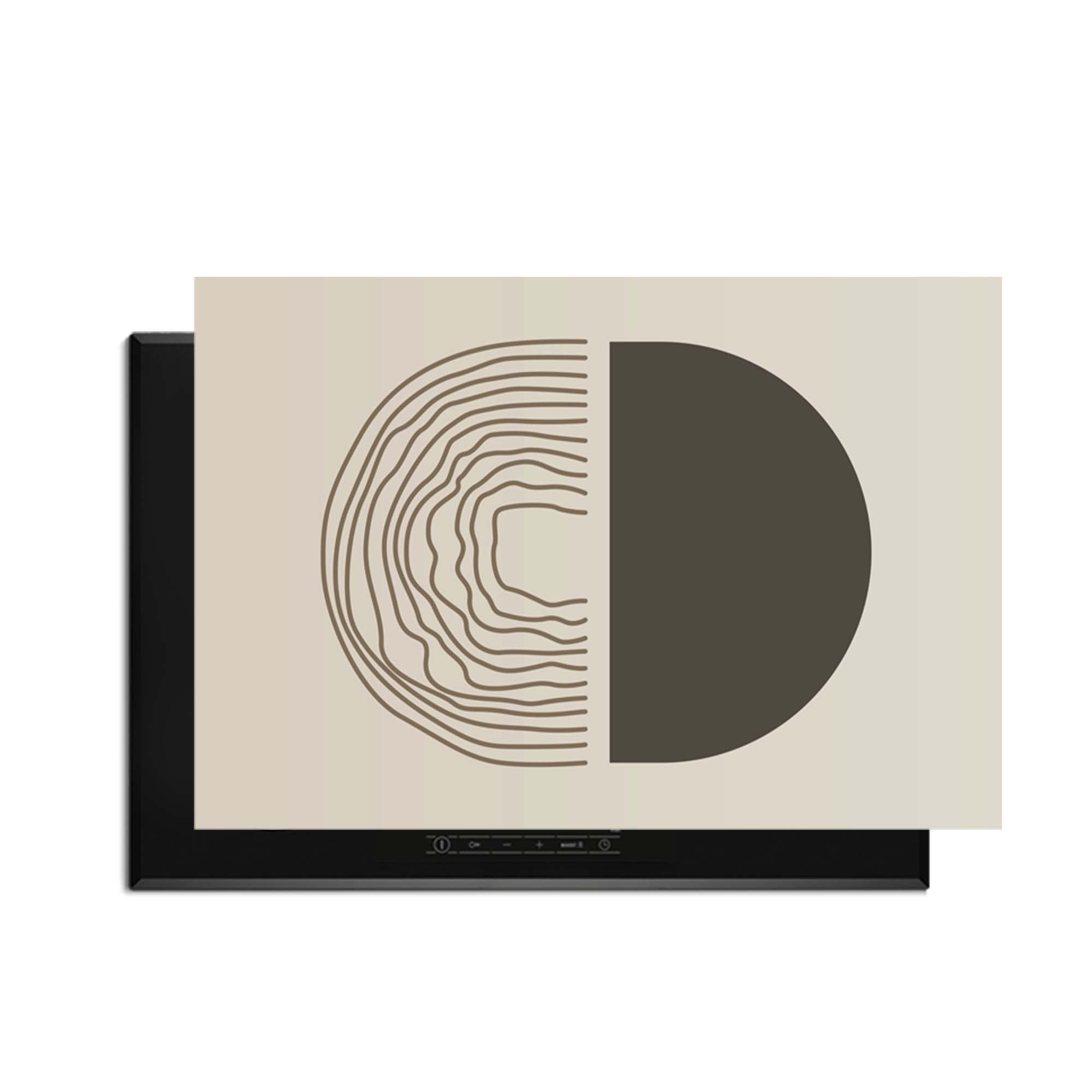 Boho Abstract - Japandi Herdabdeckplatte mit minimalistischem Design in Erdtönen, schützt Kochfeld vor Kratzern und Schmutz