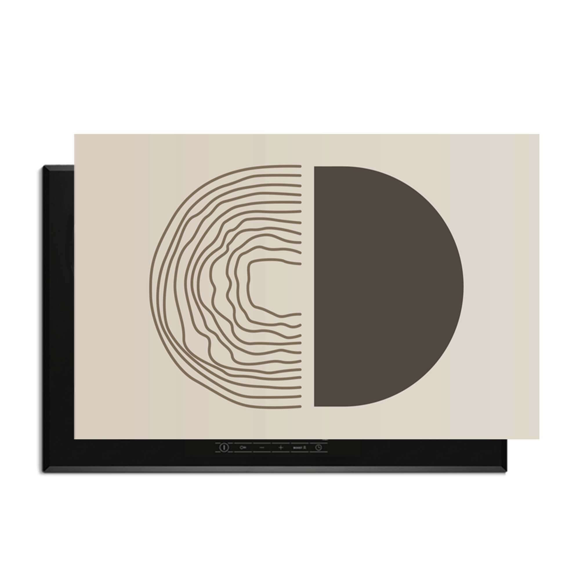 Boho Abstract - Japandi Herdabdeckplatte in Erdtönen mit minimalistischem Design, schützt das Kochfeld vor Kratzern und Schmutz.