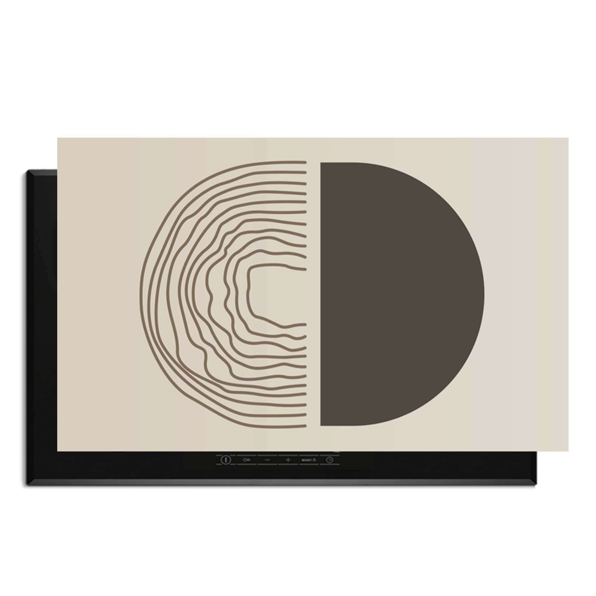 Boho Abstract - Japandi Herdabdeckplatte mit minimalistischem Design in Erdtönen, schützt vor Kratzern und Schmutz.