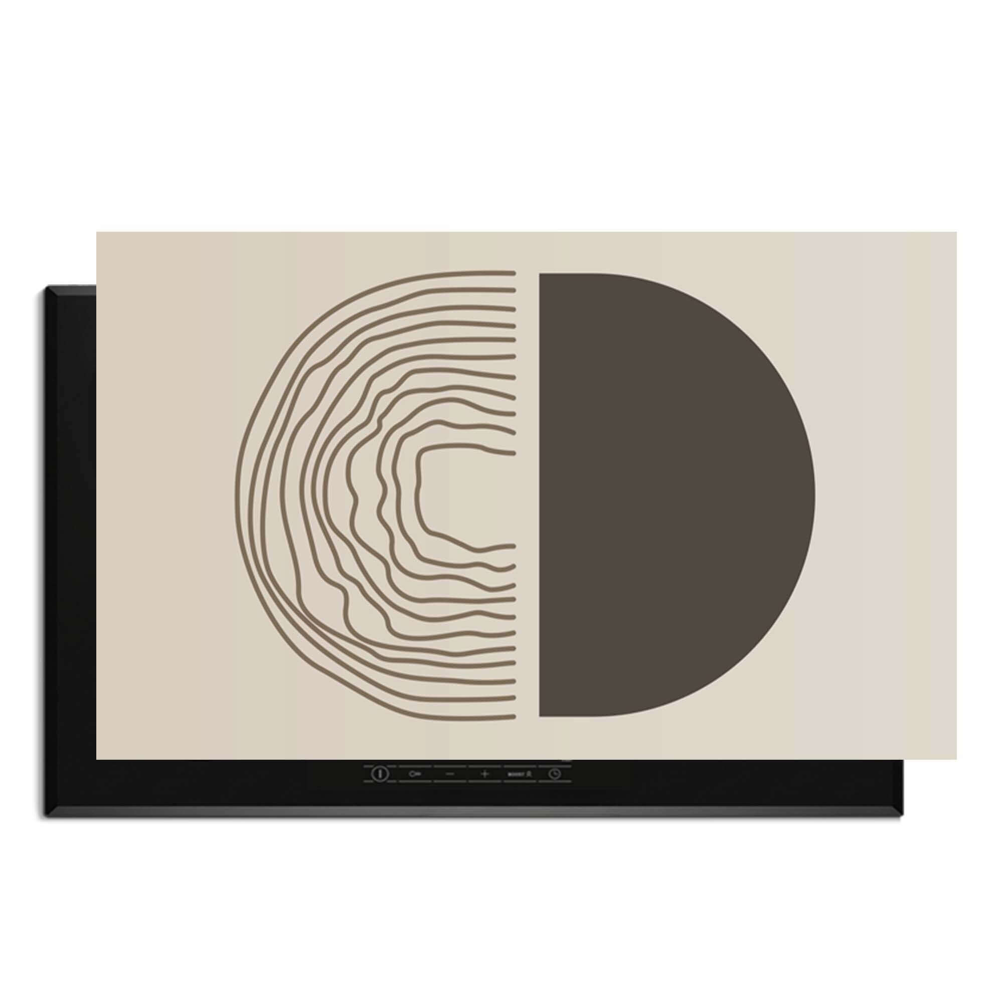 Boho Abstract - Japandi Herdabdeckplatte mit minimalistischem Design in Erdtönen, schützt vor Kratzern und Schmutz.