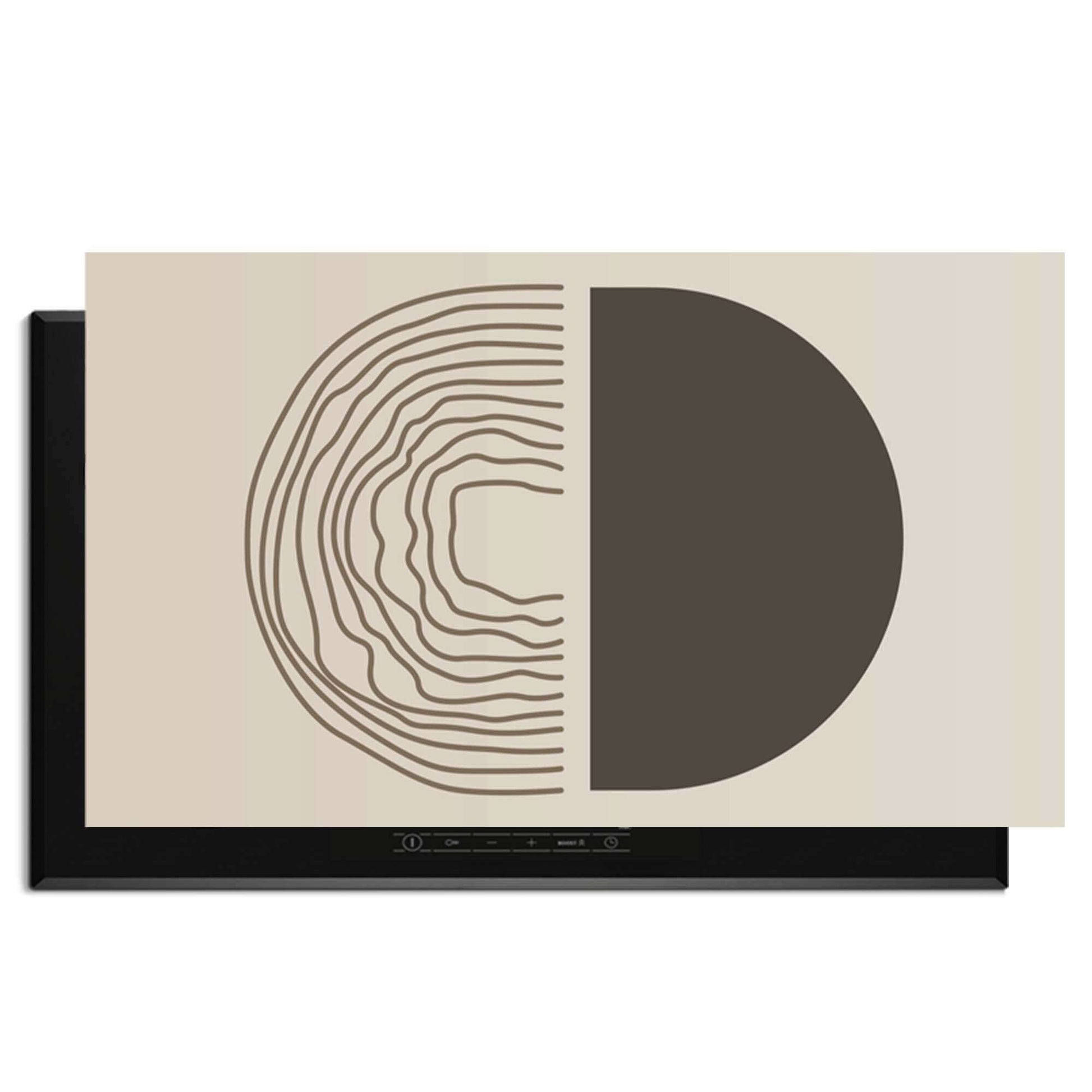 Boho Abstract - Japandi Herdabdeckplatte in Erdtönen und minimalistischem Design, schützt das Kochfeld und bietet zusätzliche Arbeitsfläche.