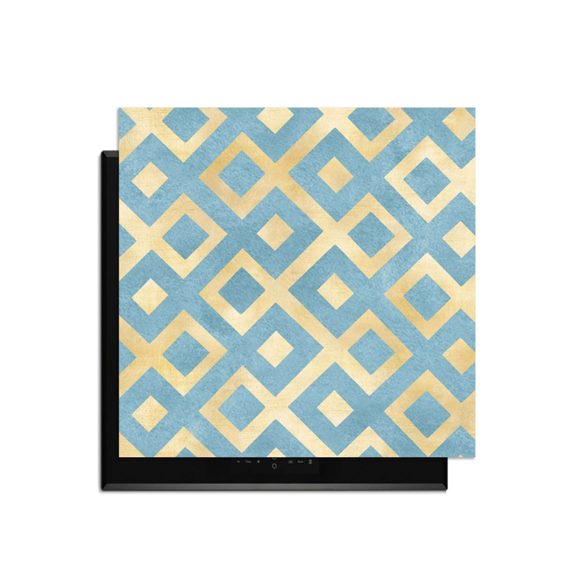 Deep Diamond Grid - Herdabdeckplatte-gitter mit geometrischem Gold- und Azurmuster, modernes Küchenzubehör