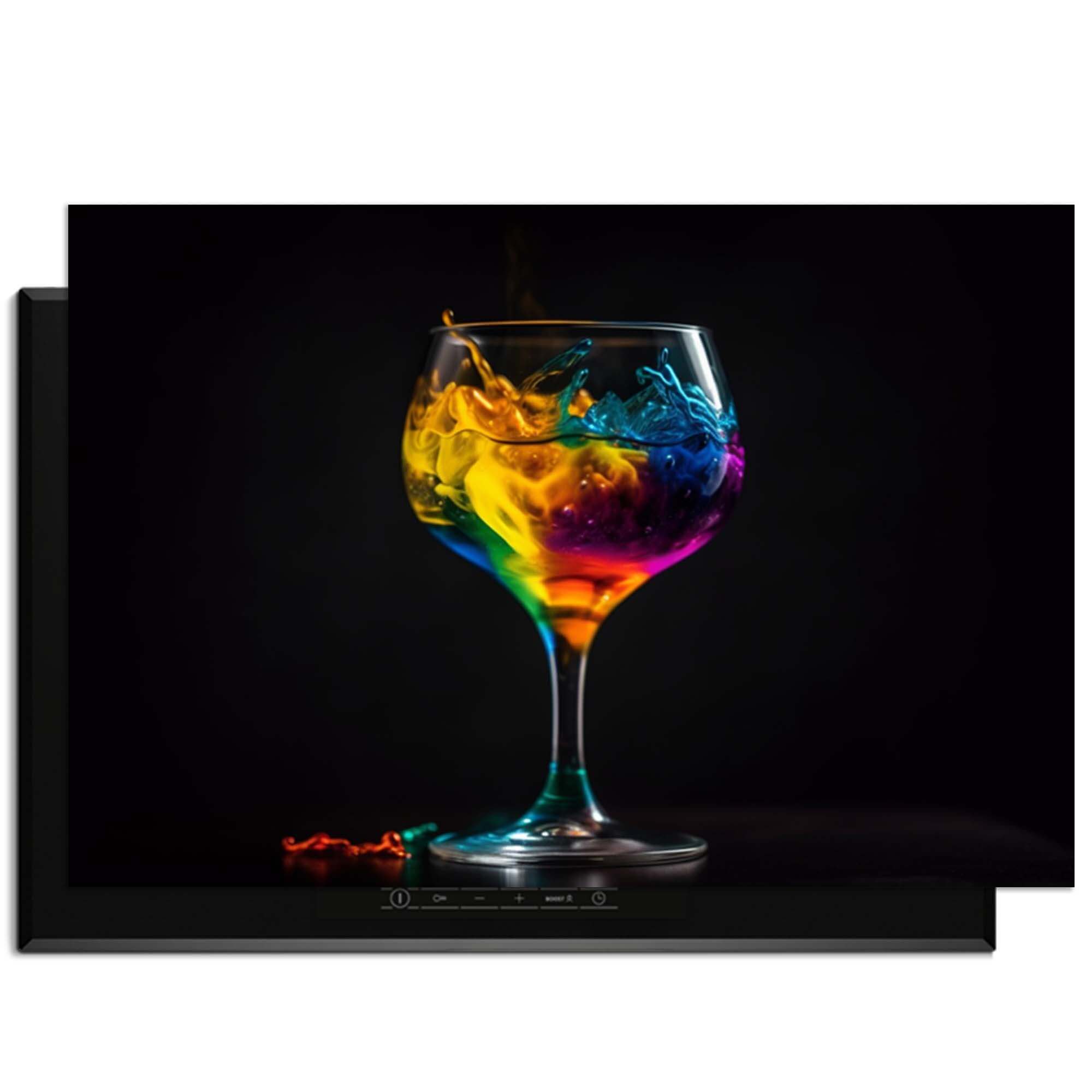 Drip & Sip - Herdabdeckplatte mit buntem Cocktail in einem Glas, modern und stilvoll.