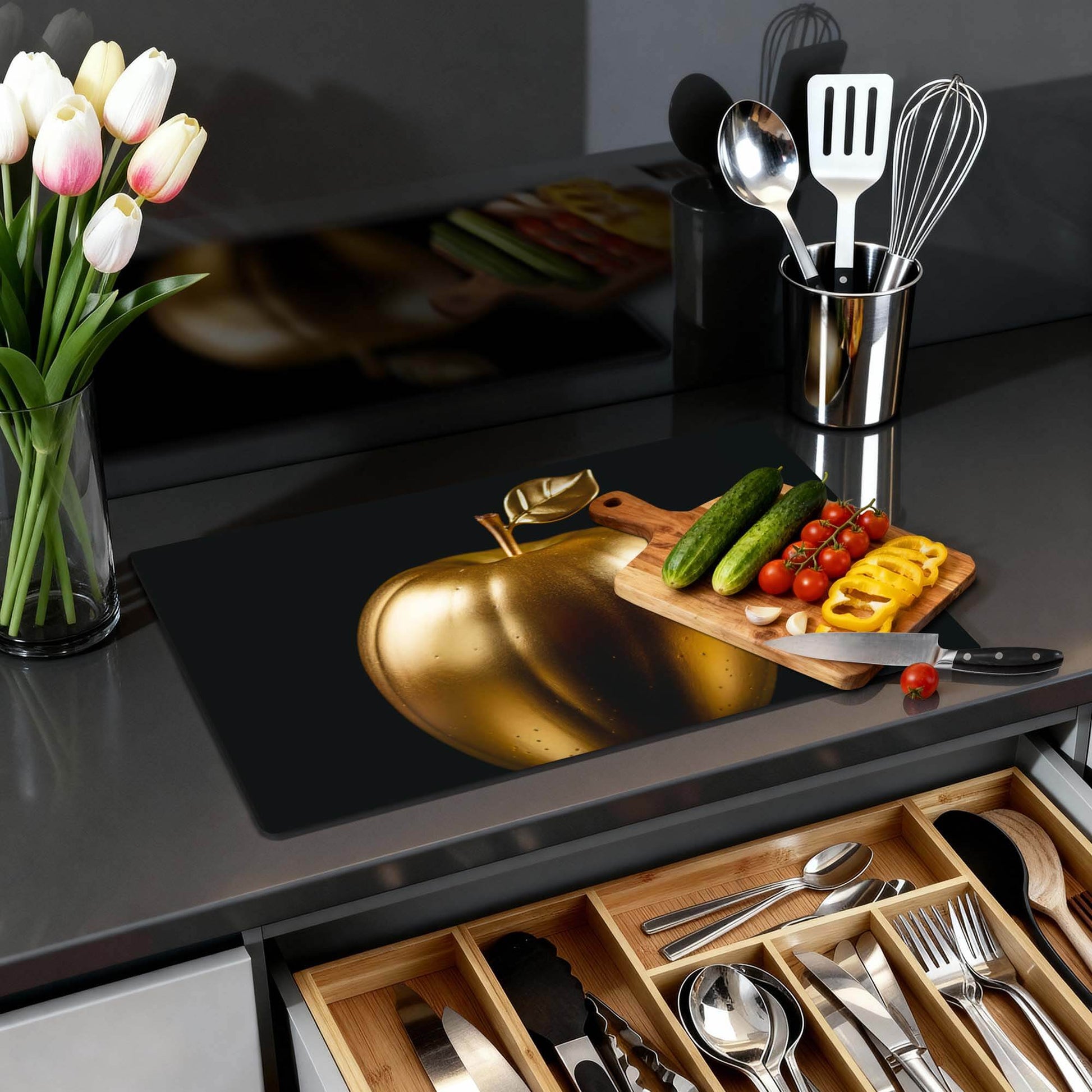 Eve's Edition - Herdabdeckplatte mit stilvollem Design und hochwertigen Materialien in einem modernen Küchenton.