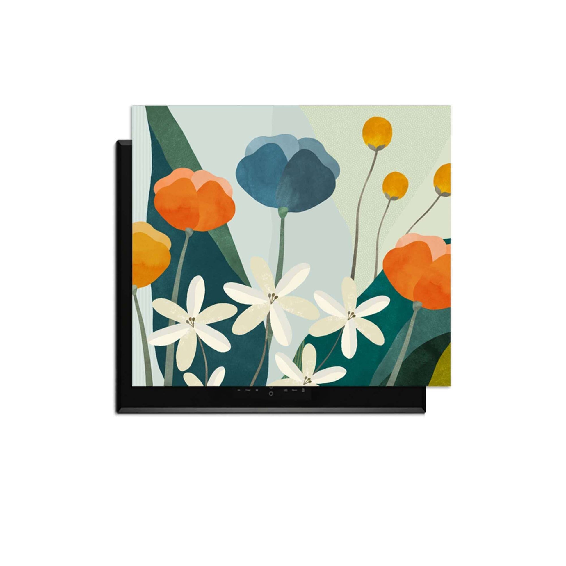 Garden Melody - Herdabdeckplatte mit buntem Blumendesign.
