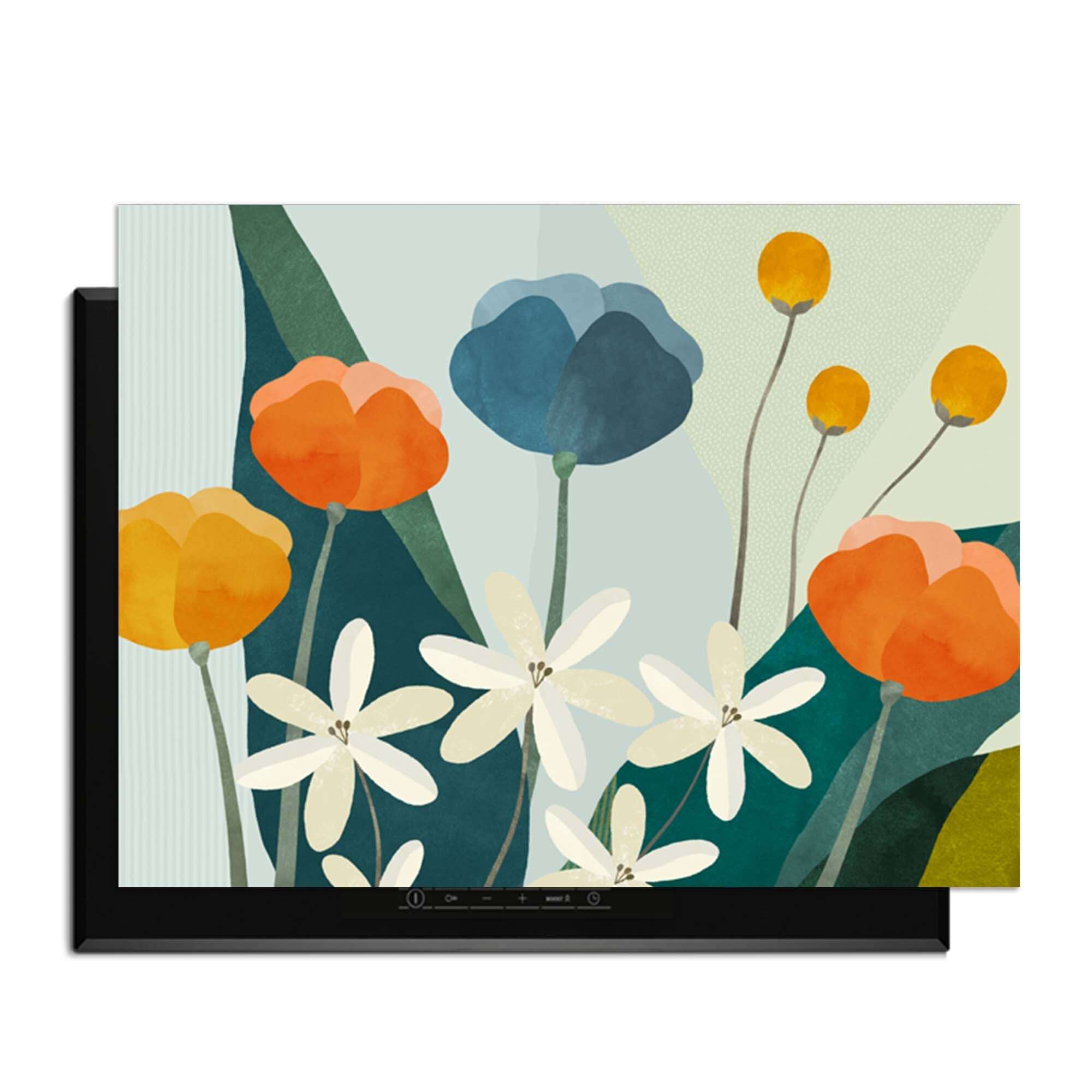 Garden Melody - Herdabdeckplatte mit buntem botanischem Design und verspieltem Blumenmuster für die Küche.