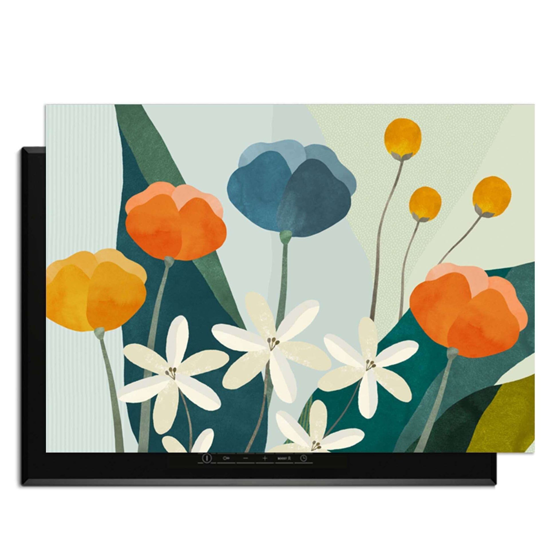 Garden Melody - Herdabdeckplatte mit farbenfrohem Blumendesign für Küchendekoration und Schutz.