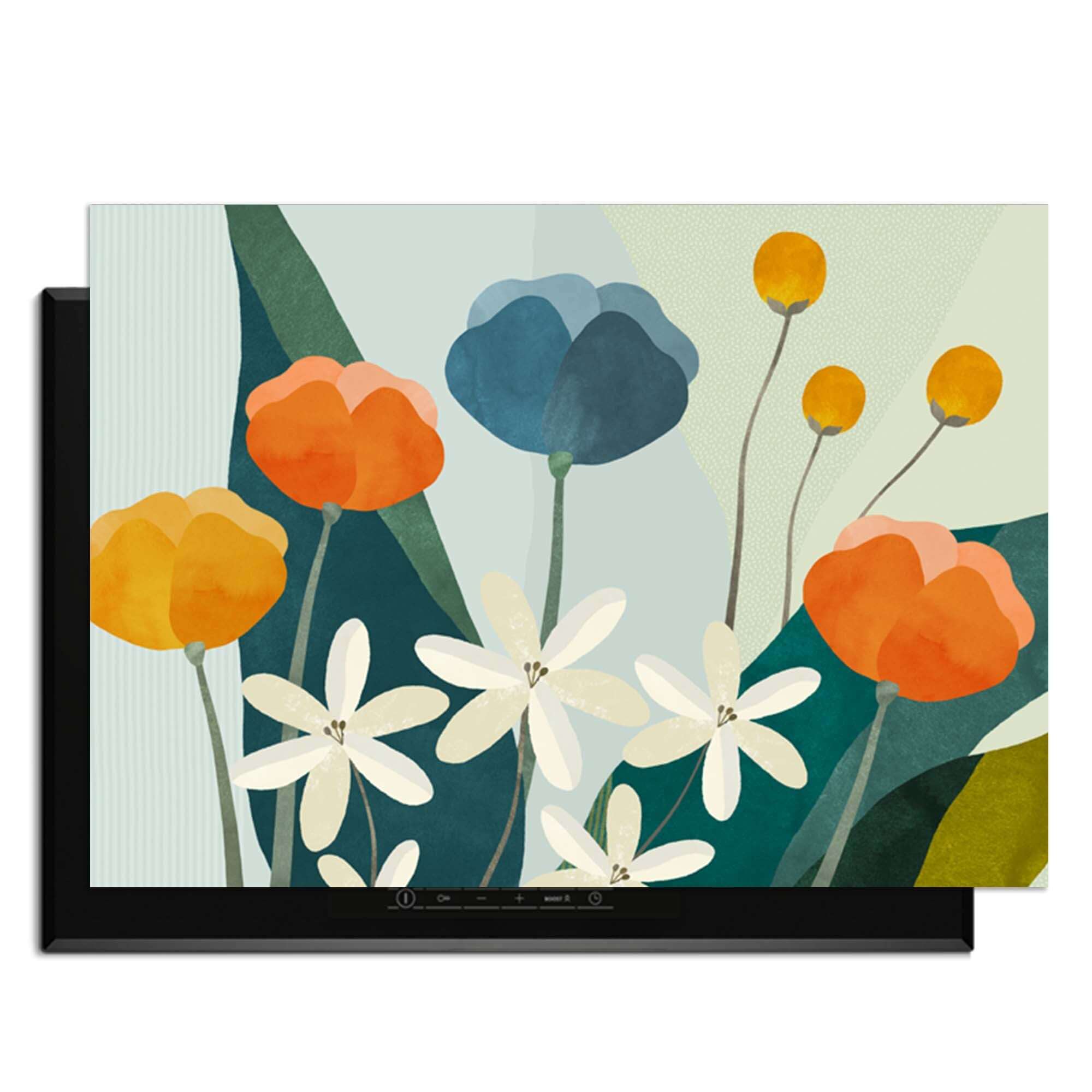 Garden Melody - Herdabdeckplatte mit farbenfrohem Blumendesign für Küchendekoration und Schutz.