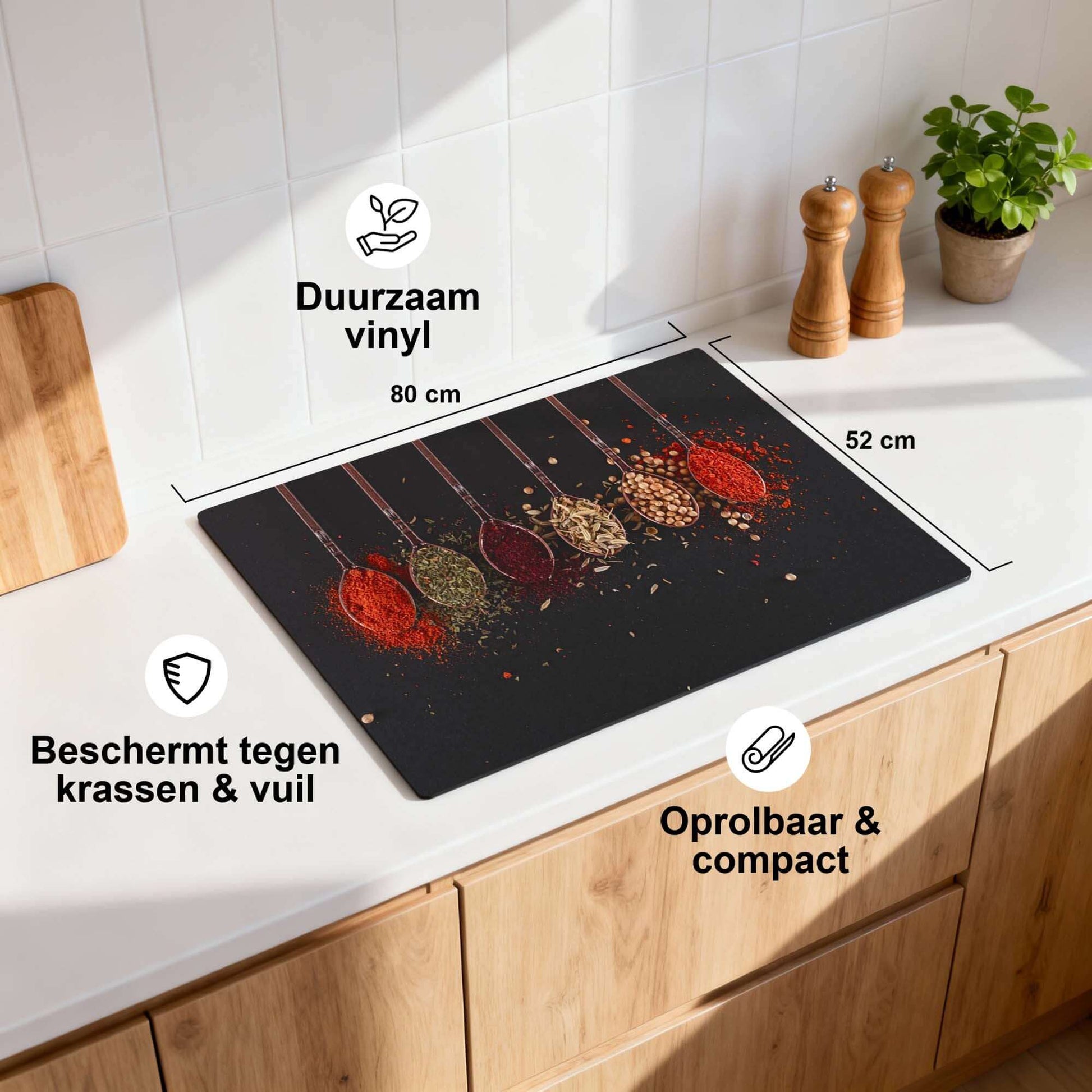 Herb & Heat - Herdabdeckplatte aus strapazierfähigem Vinyl, schützt vor Kratzern und Schmutz auf Induktionskochfeldern.