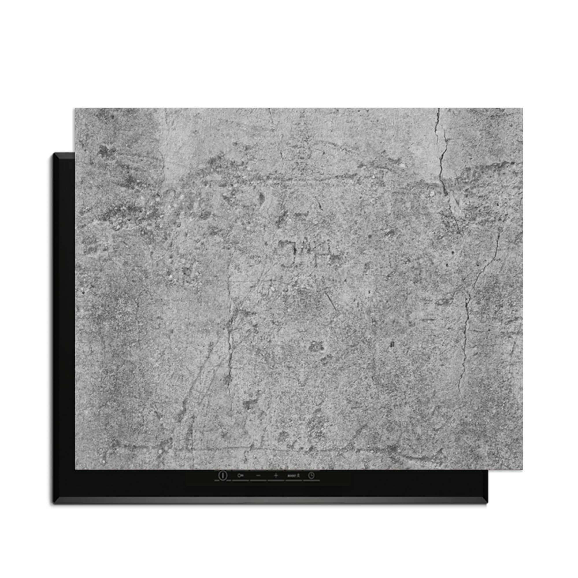 Industrial Raw - Herdabdeckplatte mit hellgrauer Betontextur auf Induktionsplatte.