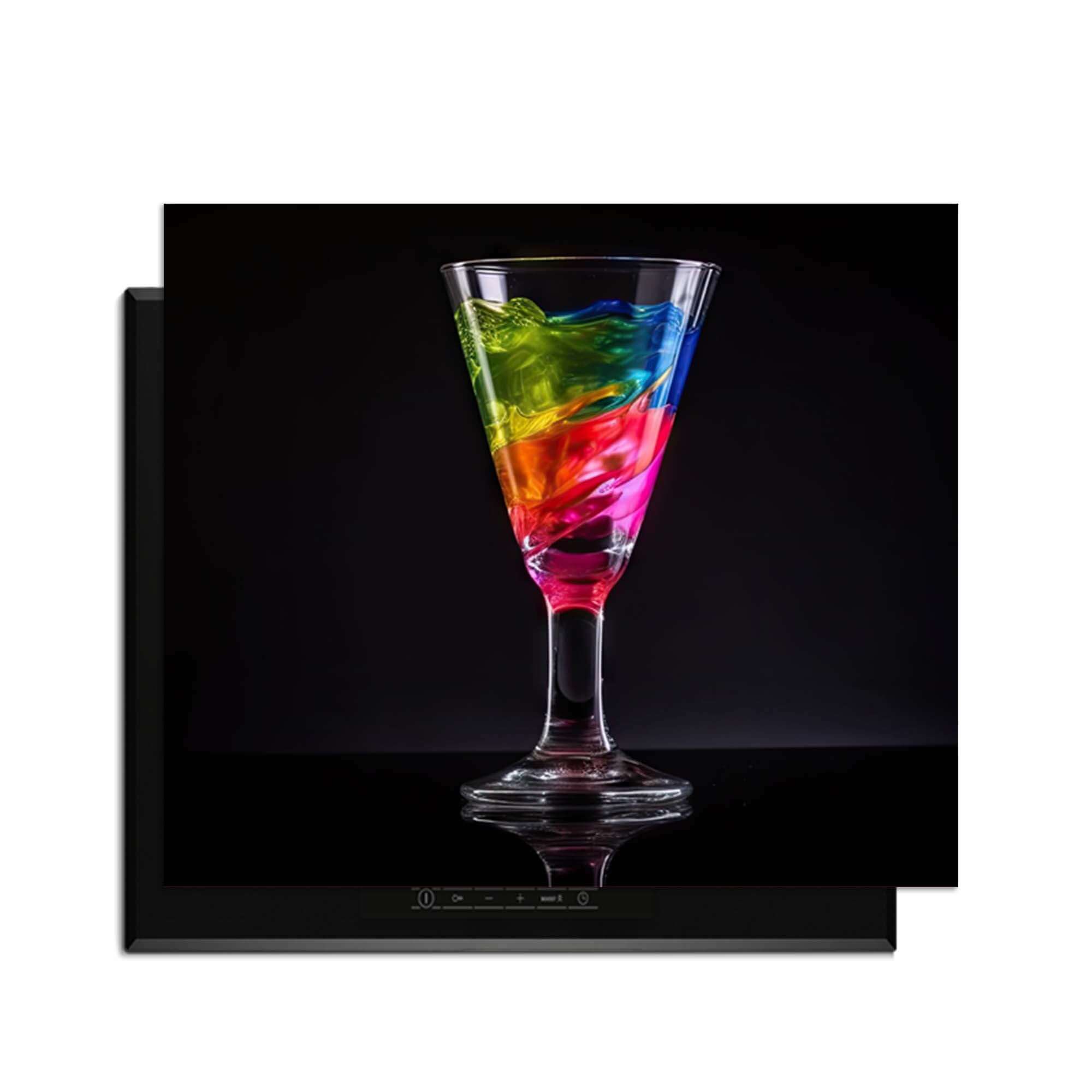 Liquid Art - Herdabdeckplatte mit farbigem Gel in einem Glas, stilvoll und modern für die Küche.