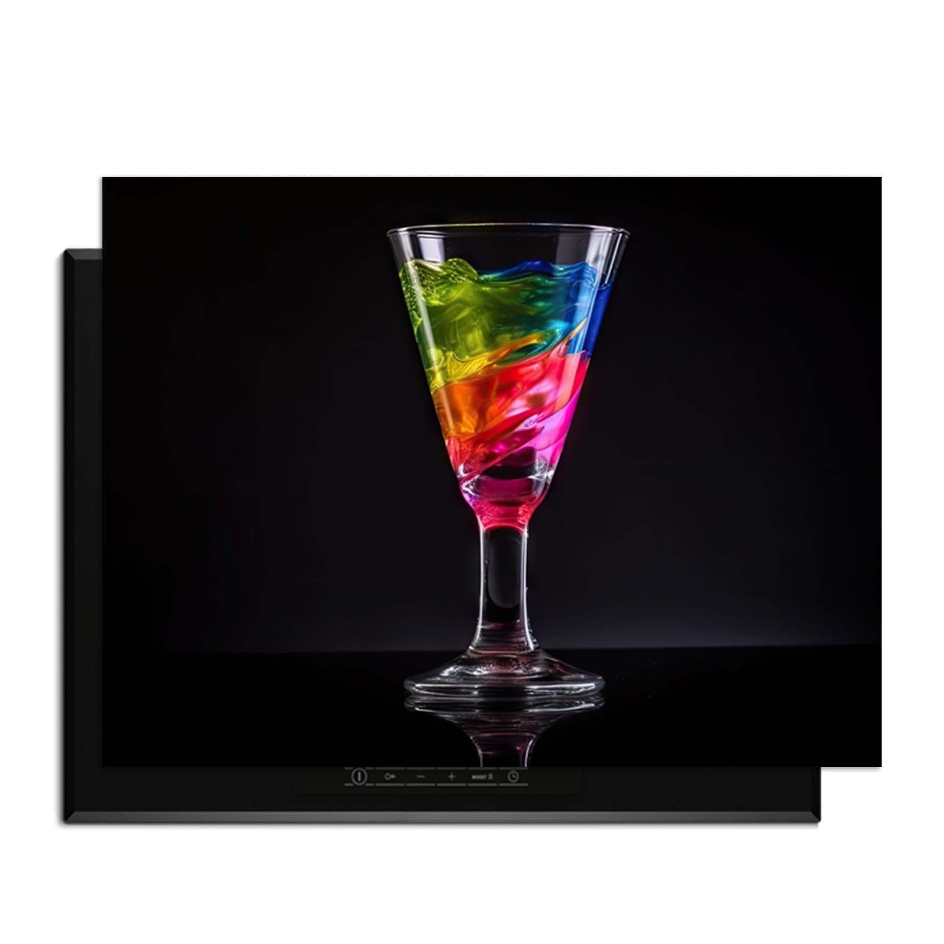 Liquid Art - Herdabdeckplatte mit buntem Glas und einem modernen Look für die Küche.