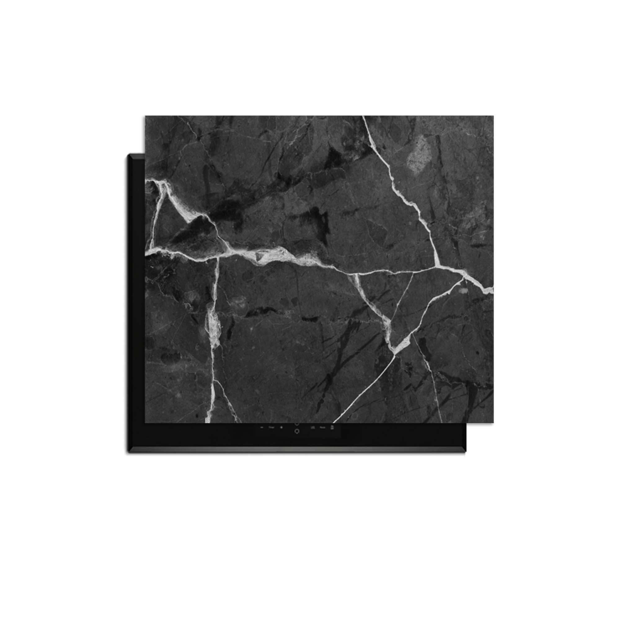 Marble Charcoal - Herdabdeckplatte, stilvoller Schutz für das Induktionskochen mit Marmoroptik.