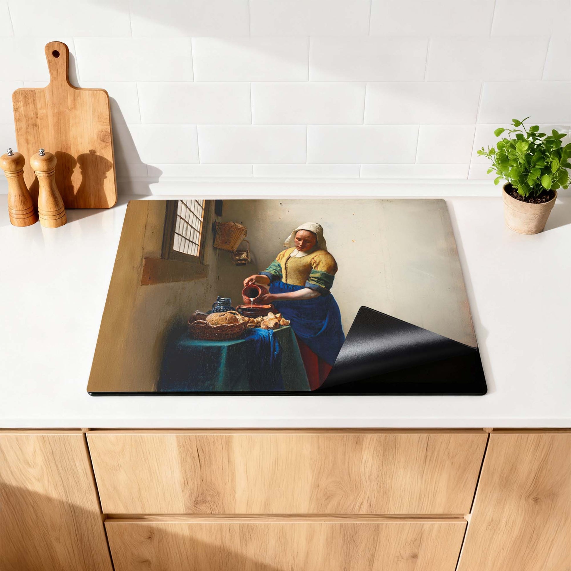 Milkmaid- Herdabdeckplatte mit holländischer Meisterkunst für rustikales Küchendesign